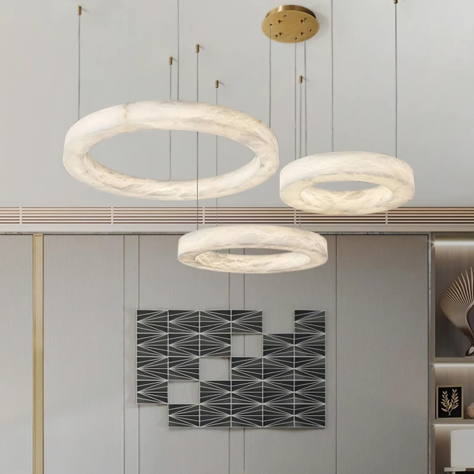 Alabaster Pendant Light Rings - Elsa Home And Beauty
