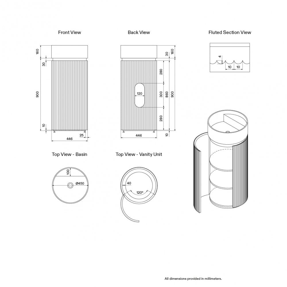 Arabescato Cylinder Vanity with Wood Base | Marble Bathroom Vanity with Storage - Elsa Home And Beauty