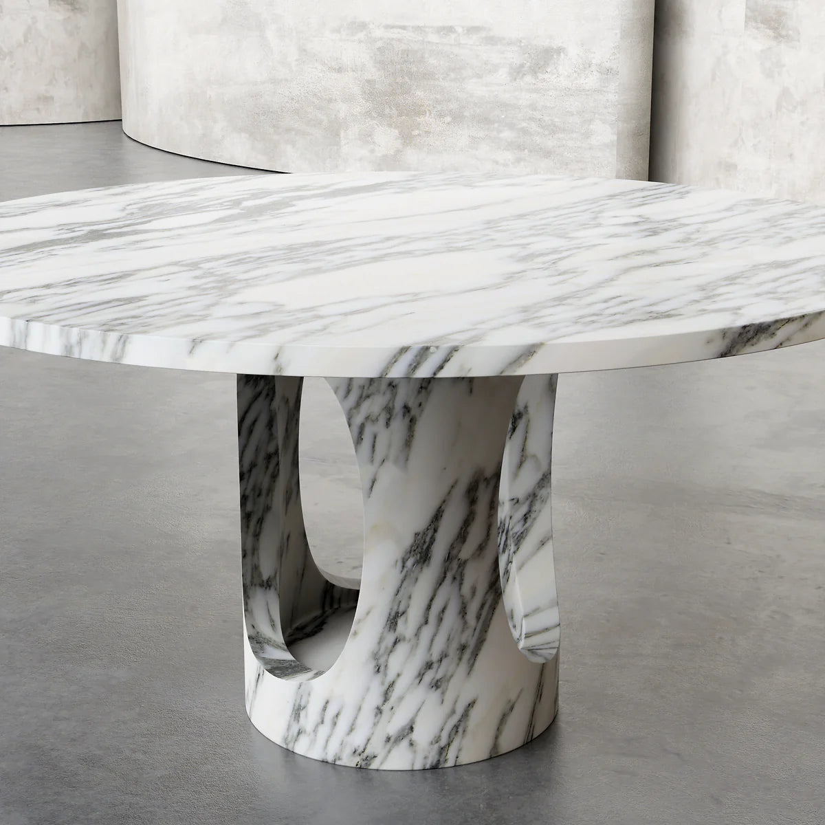 Arabescato White Round Marble Dining Table 60 Inch - Elsa Home And Beauty