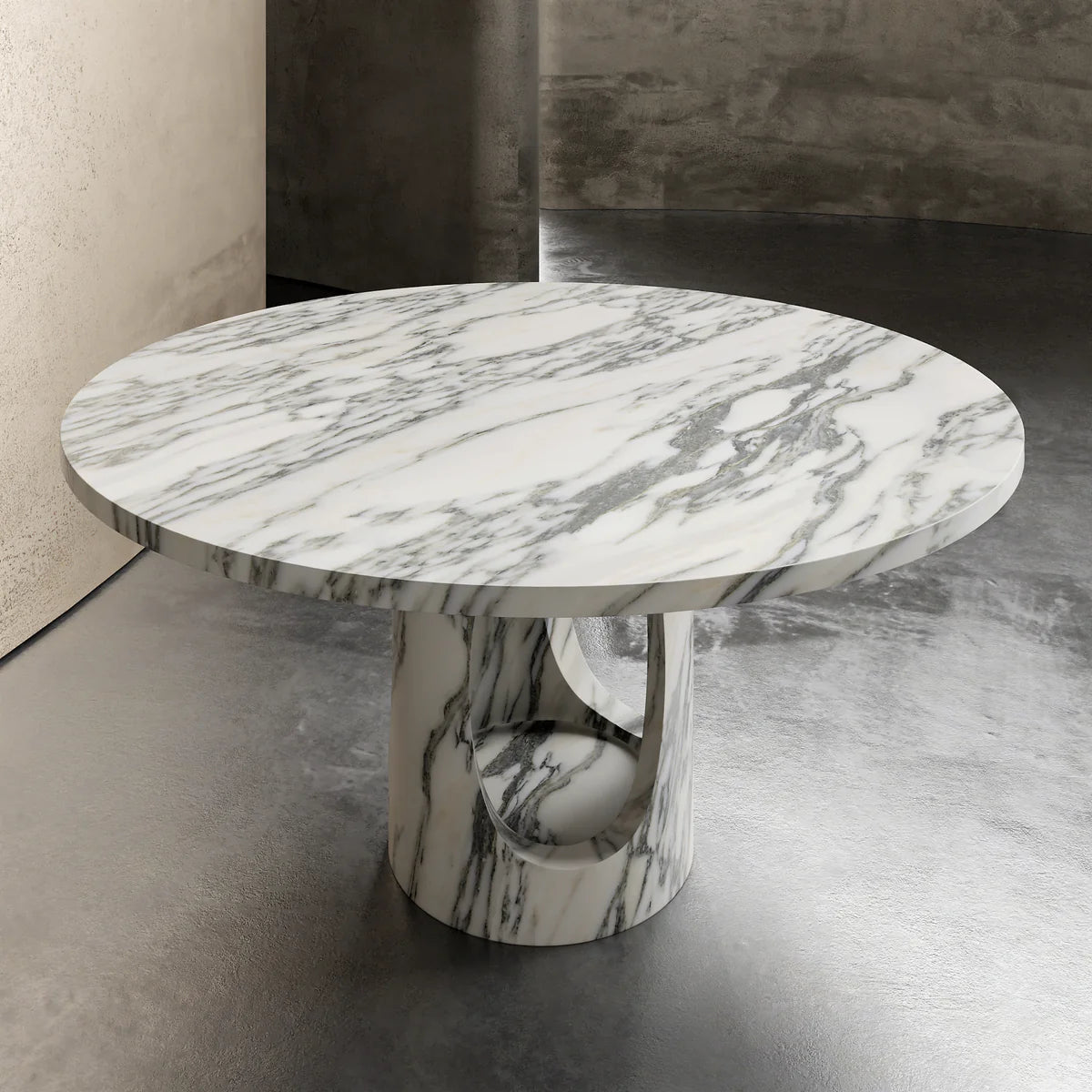 Arabescato White Round Marble Dining Table 60 Inch - Elsa Home And Beauty