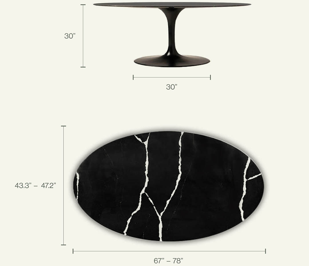 Artificial Black Marble Dining Table | Tulip Table - Elsa Home And Beauty