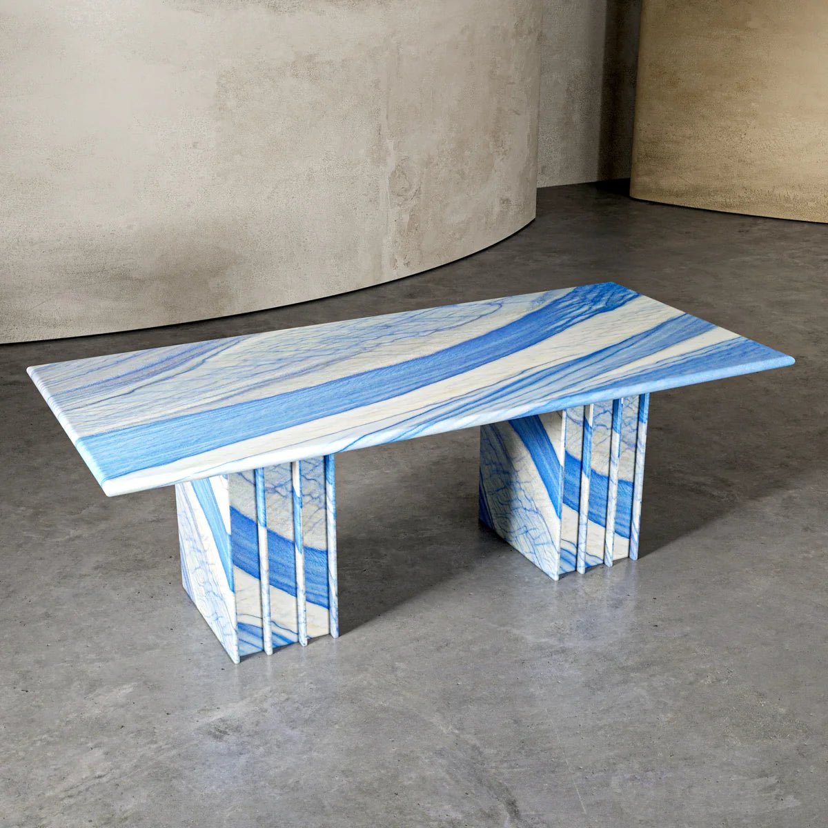 Blue Marble Dining Table in Azul Macaubas - Elsa Home And Beauty