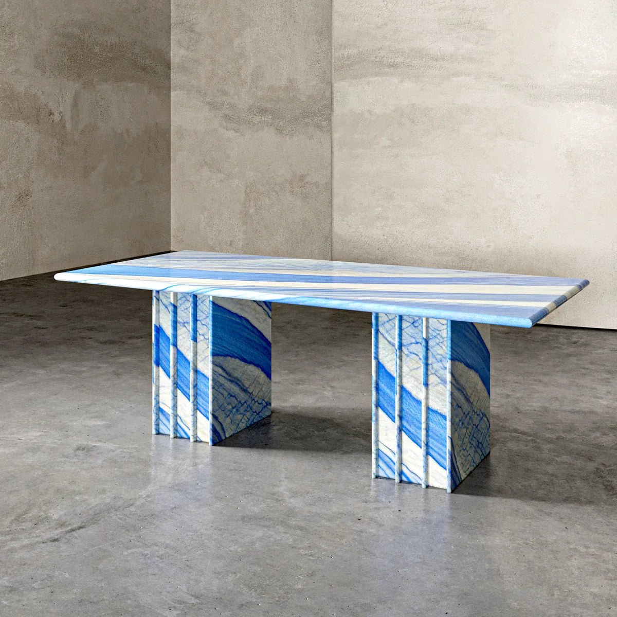 Blue Marble Dining Table in Azul Macaubas - Elsa Home And Beauty