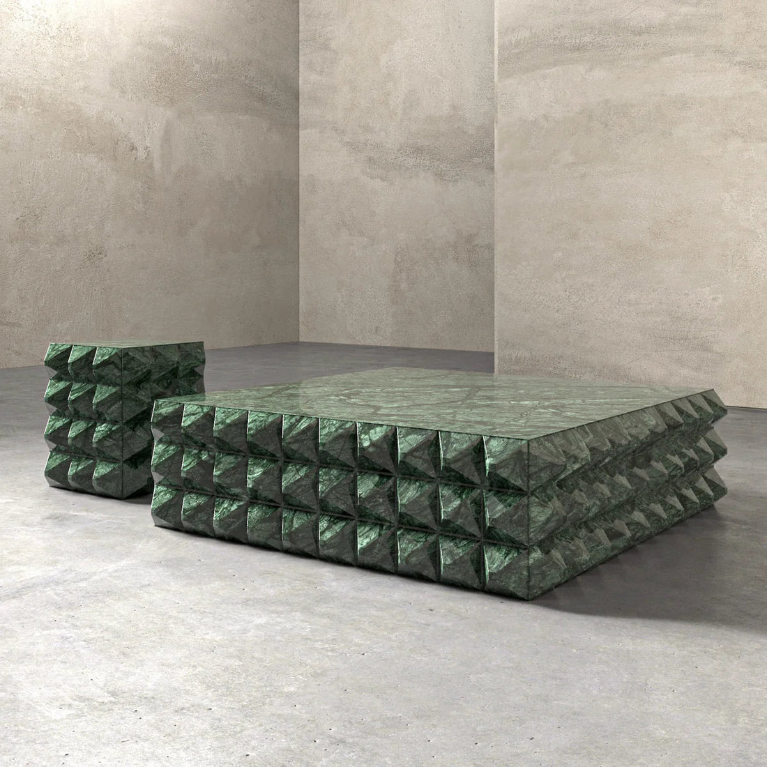 Bottega Green Square Marble Coffee Table - Elsa Home And Beauty