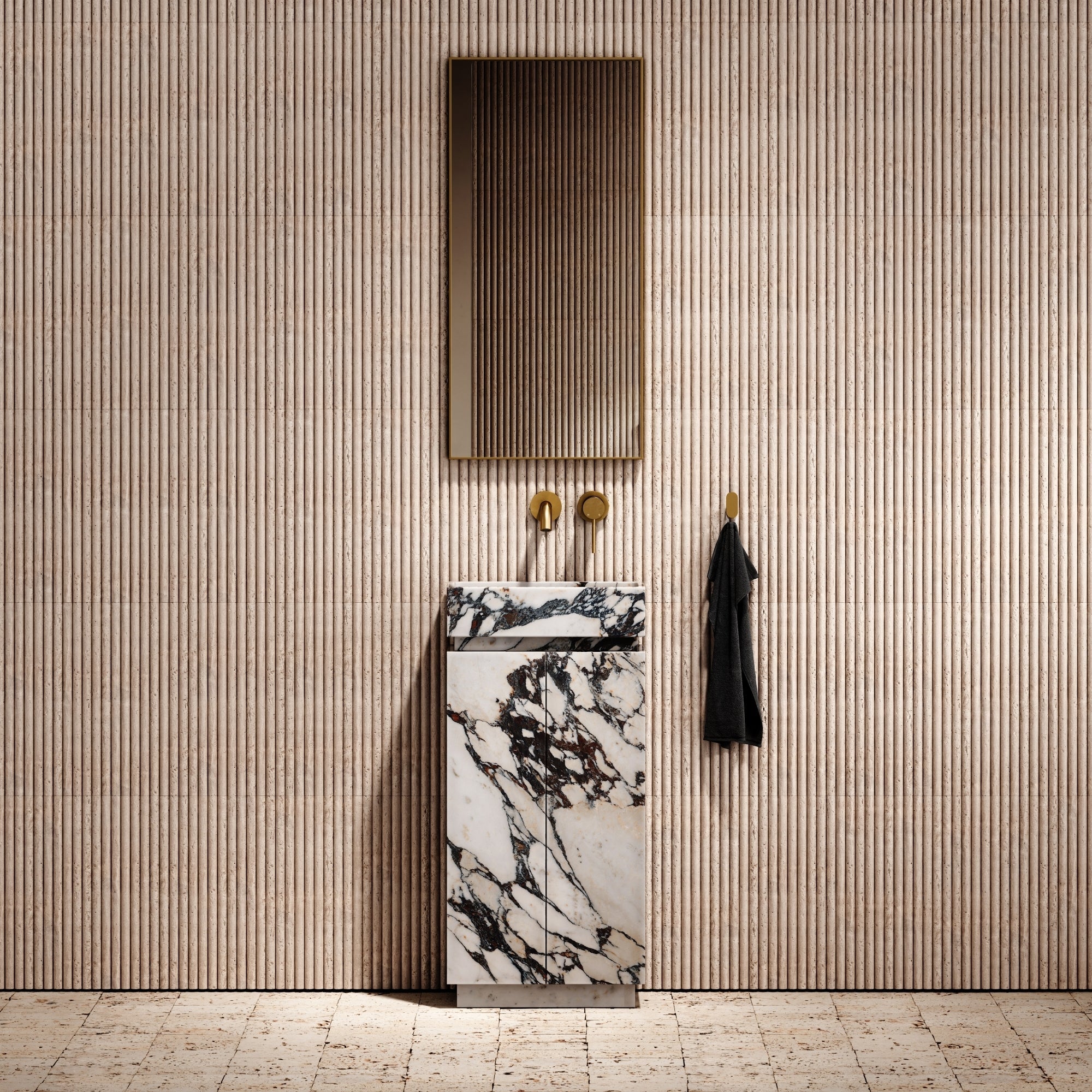 Calacatta Viola Bathroom Vanity Unit With Doors 400mm