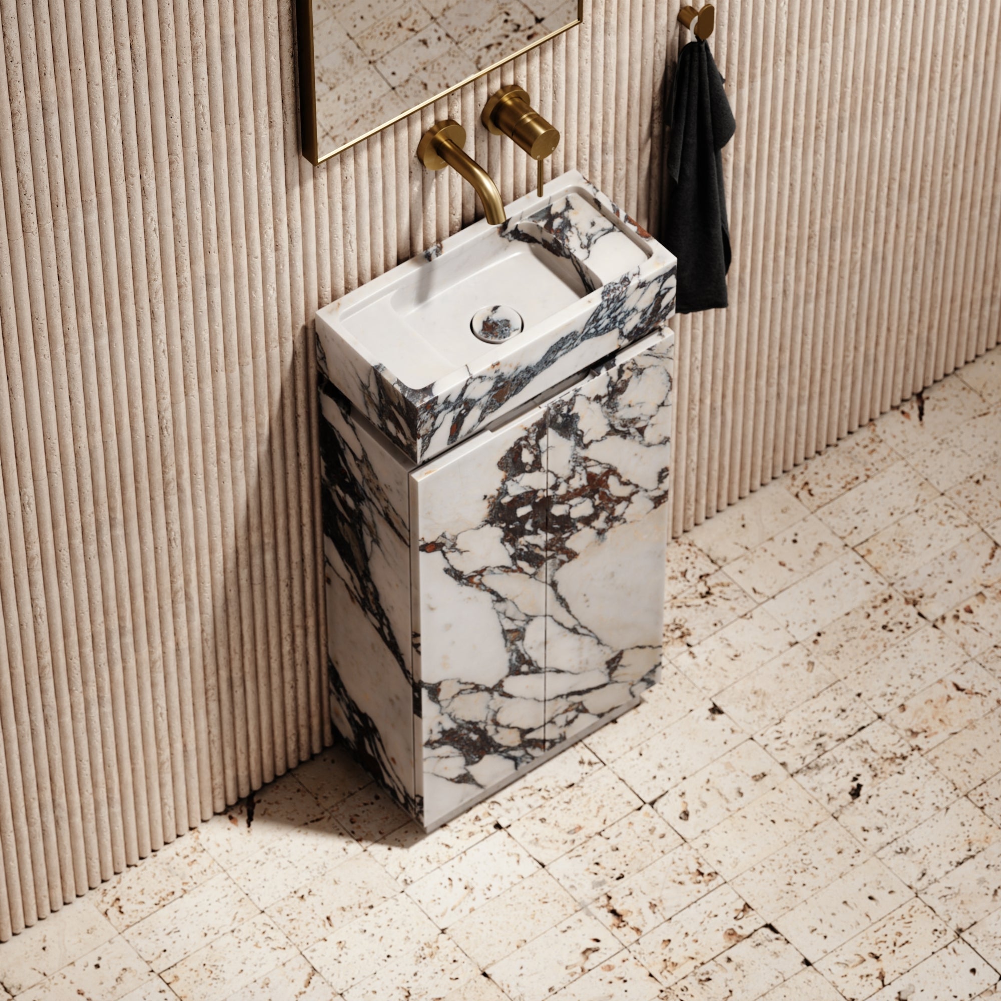 Calacatta Viola Bathroom Vanity Unit With Doors 400mm Top View
