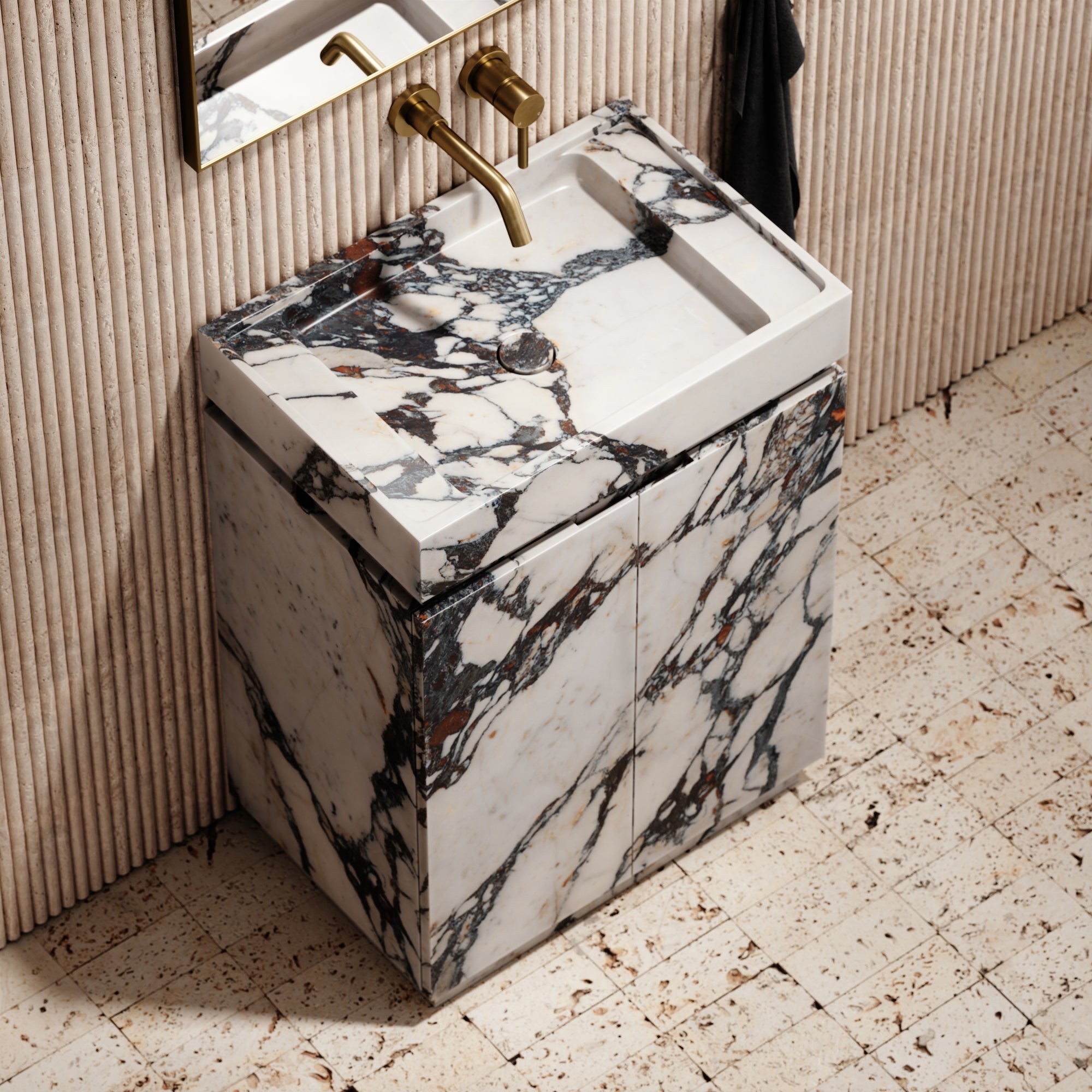 Calacatta Viola Bathroom Vanity With Doors 600mm - Elsa Home And Beauty