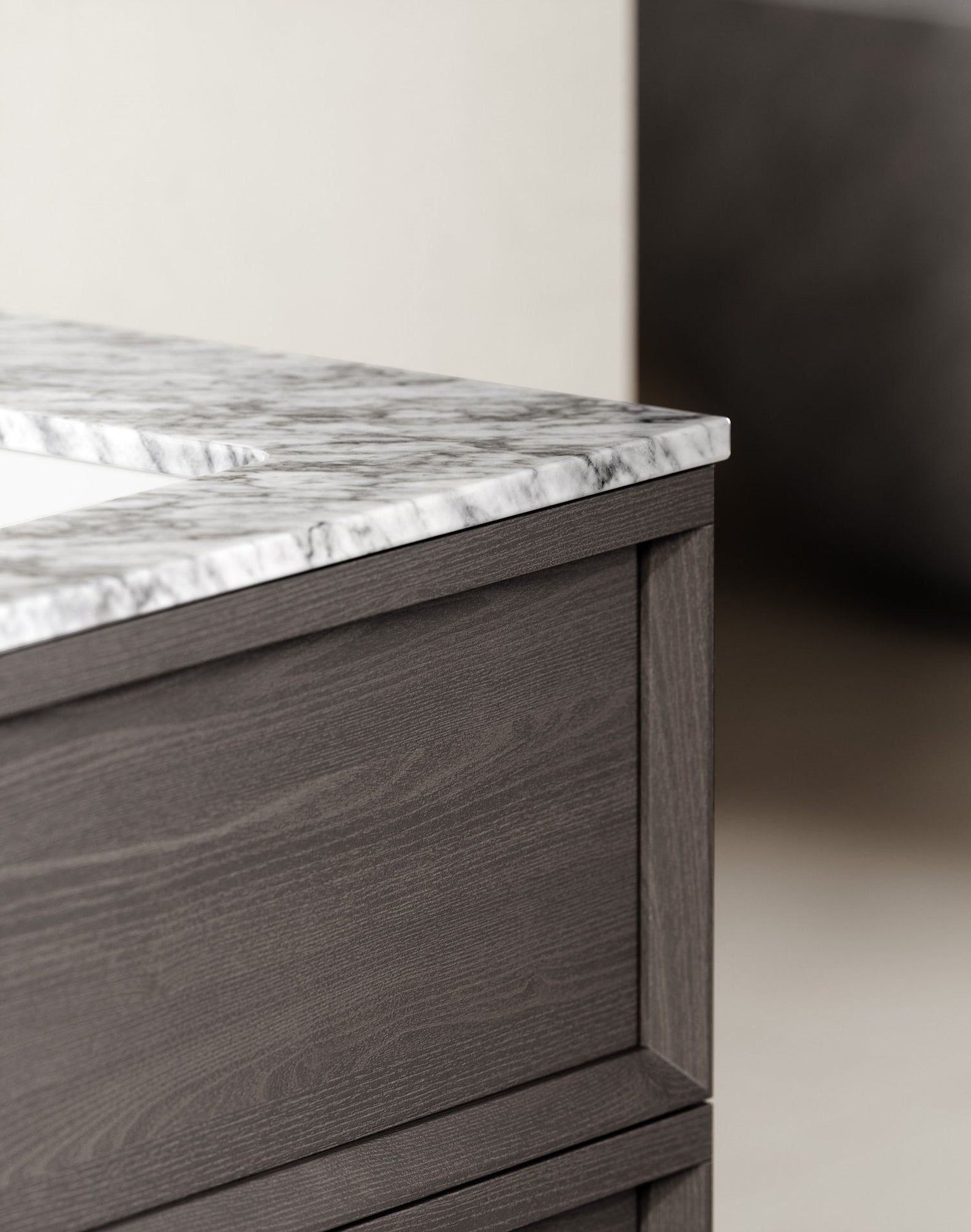 Carrara Marble Floating Vanity With Storage - Elsa Home And Beauty