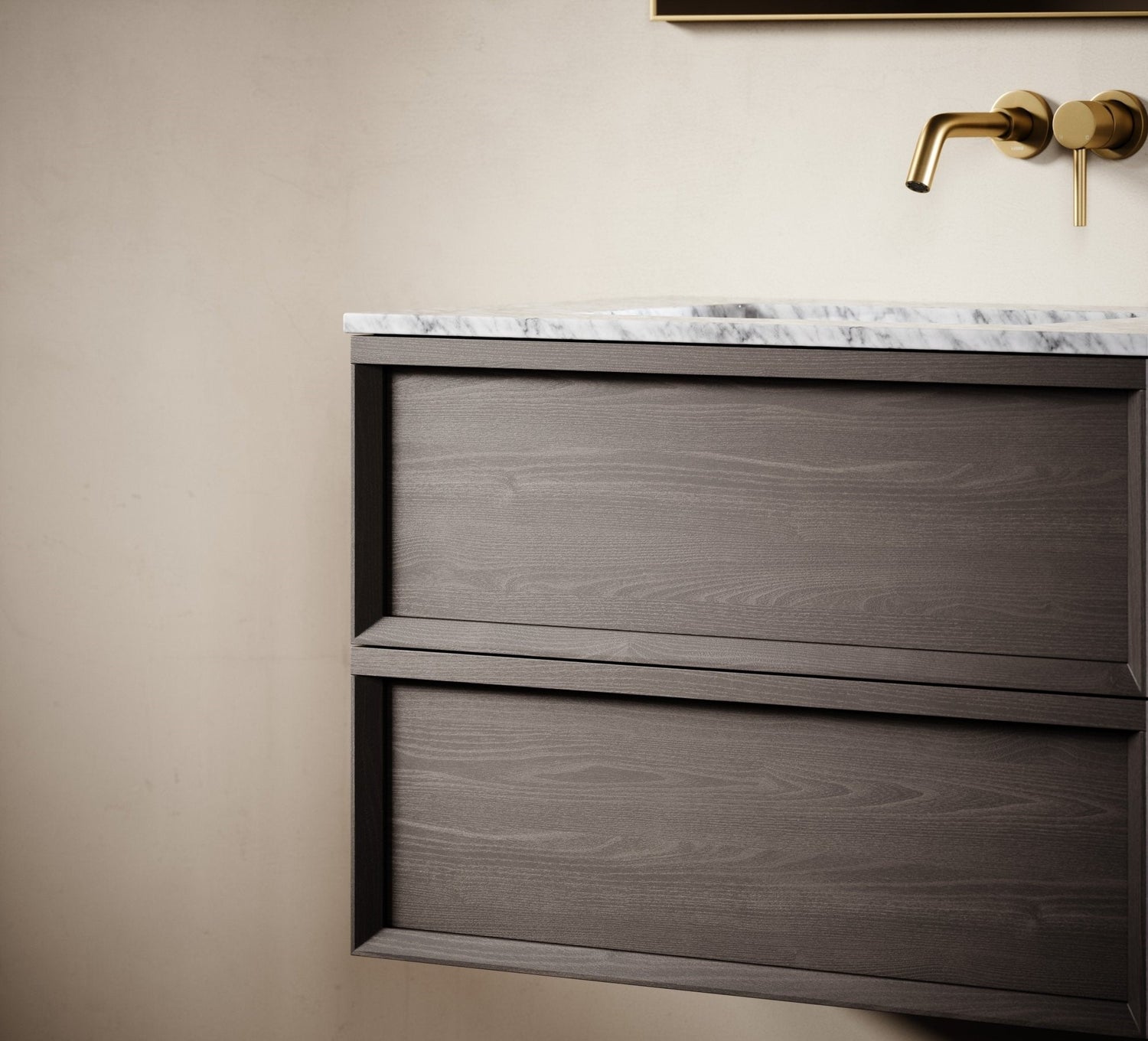 Carrara Marble Floating Vanity With Storage - Elsa Home And Beauty