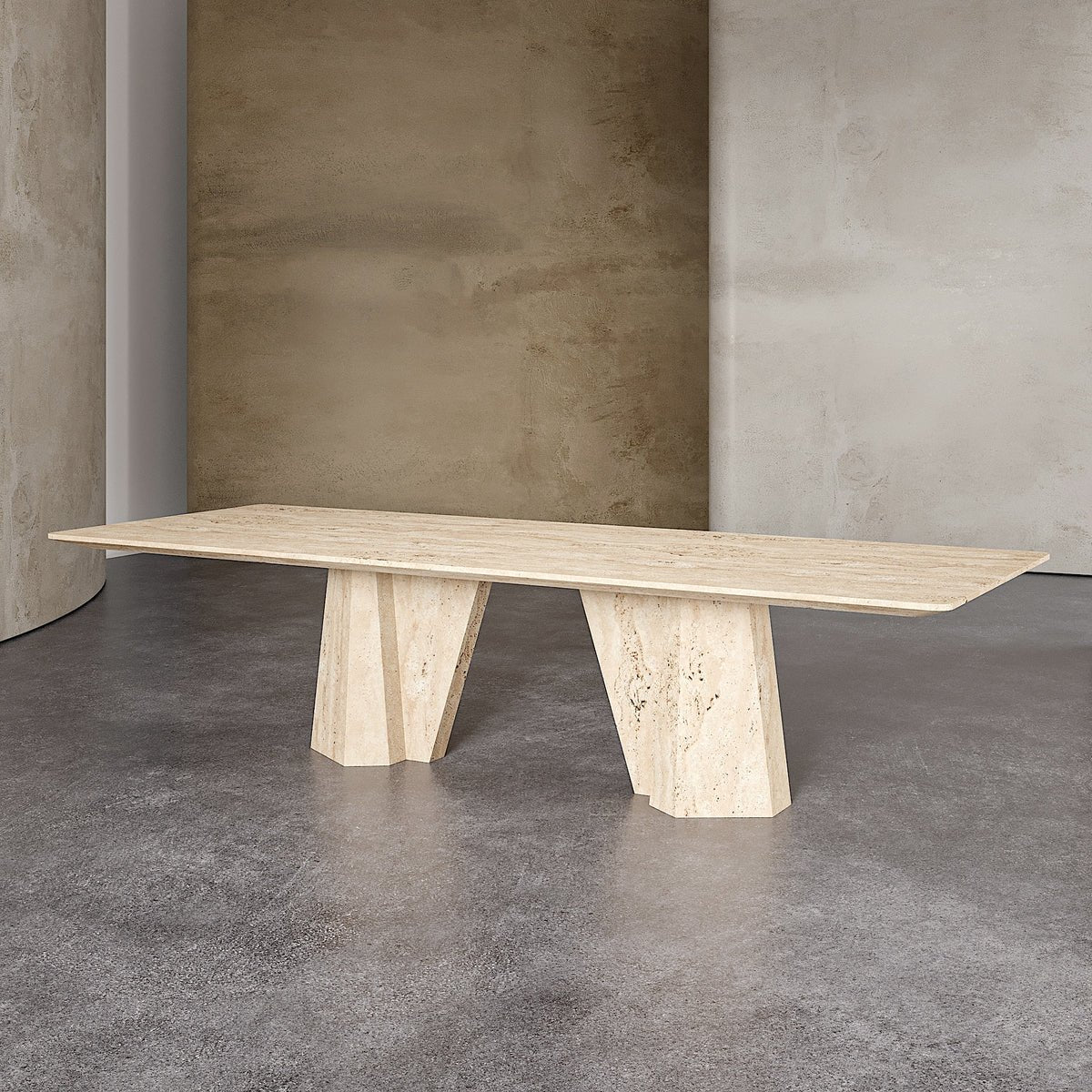 Ezra Travertine Rectangular Dining Table - Elsa Home And Beauty
