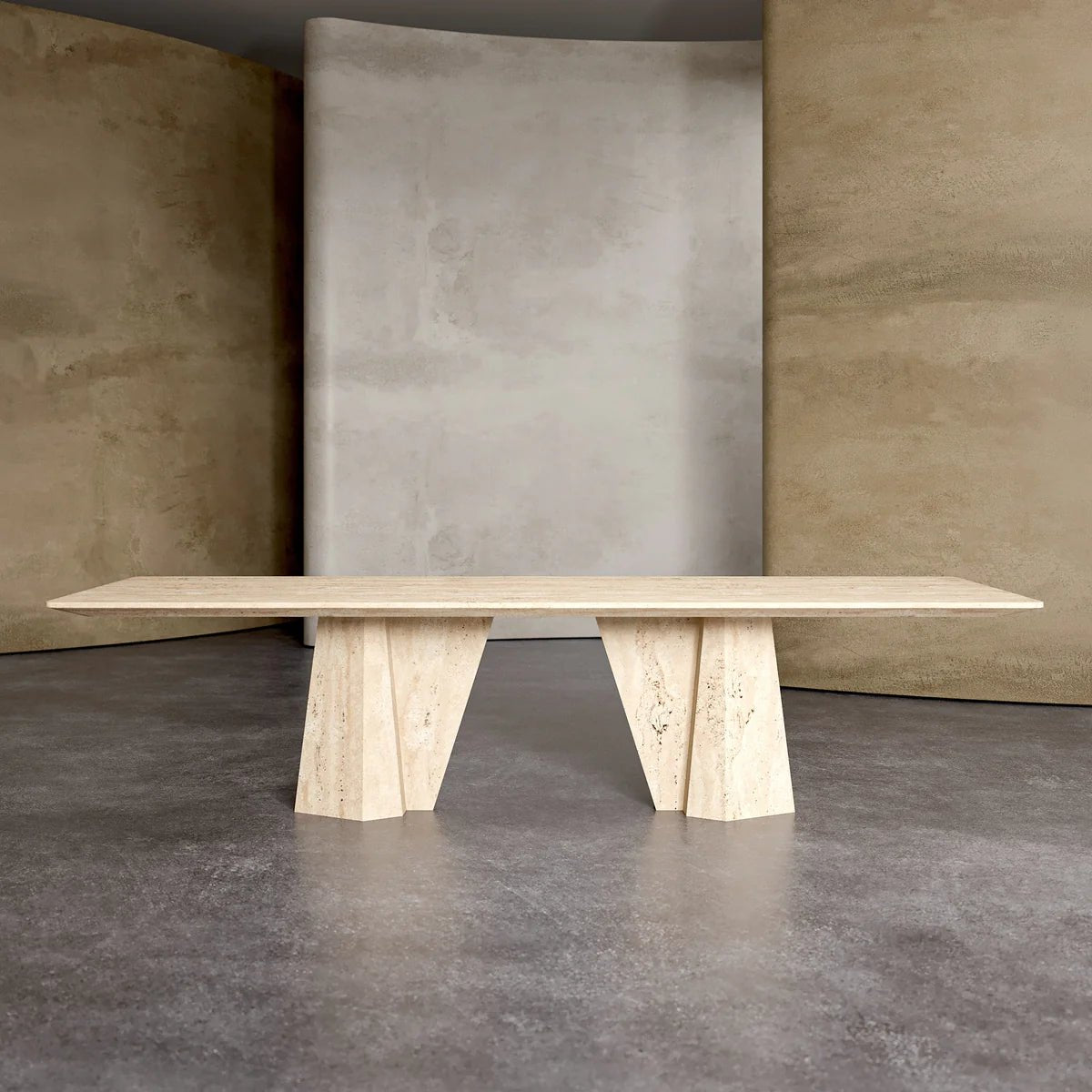 Ezra Travertine Rectangular Dining Table - Elsa Home And Beauty