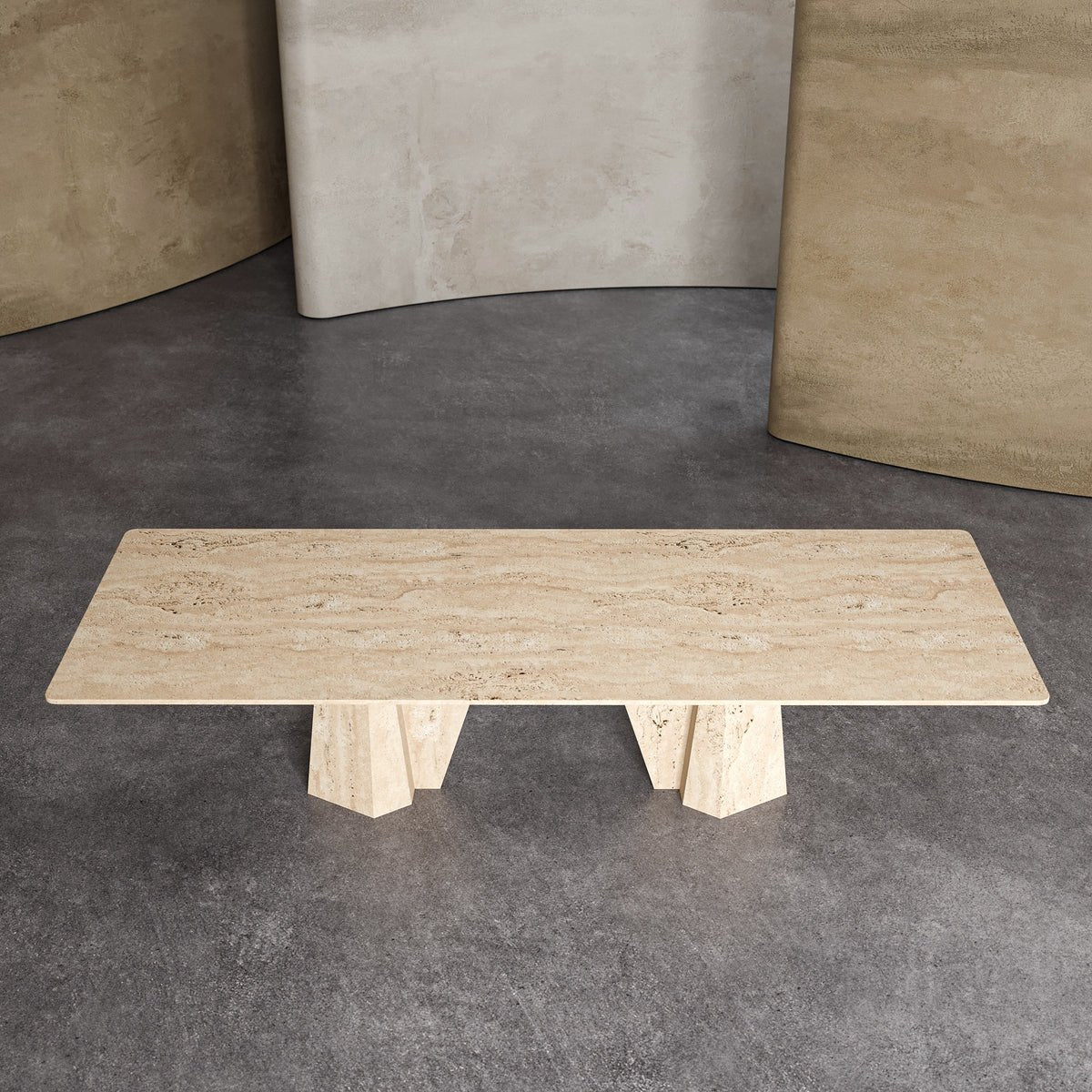 Ezra Travertine Rectangular Dining Table - Elsa Home And Beauty