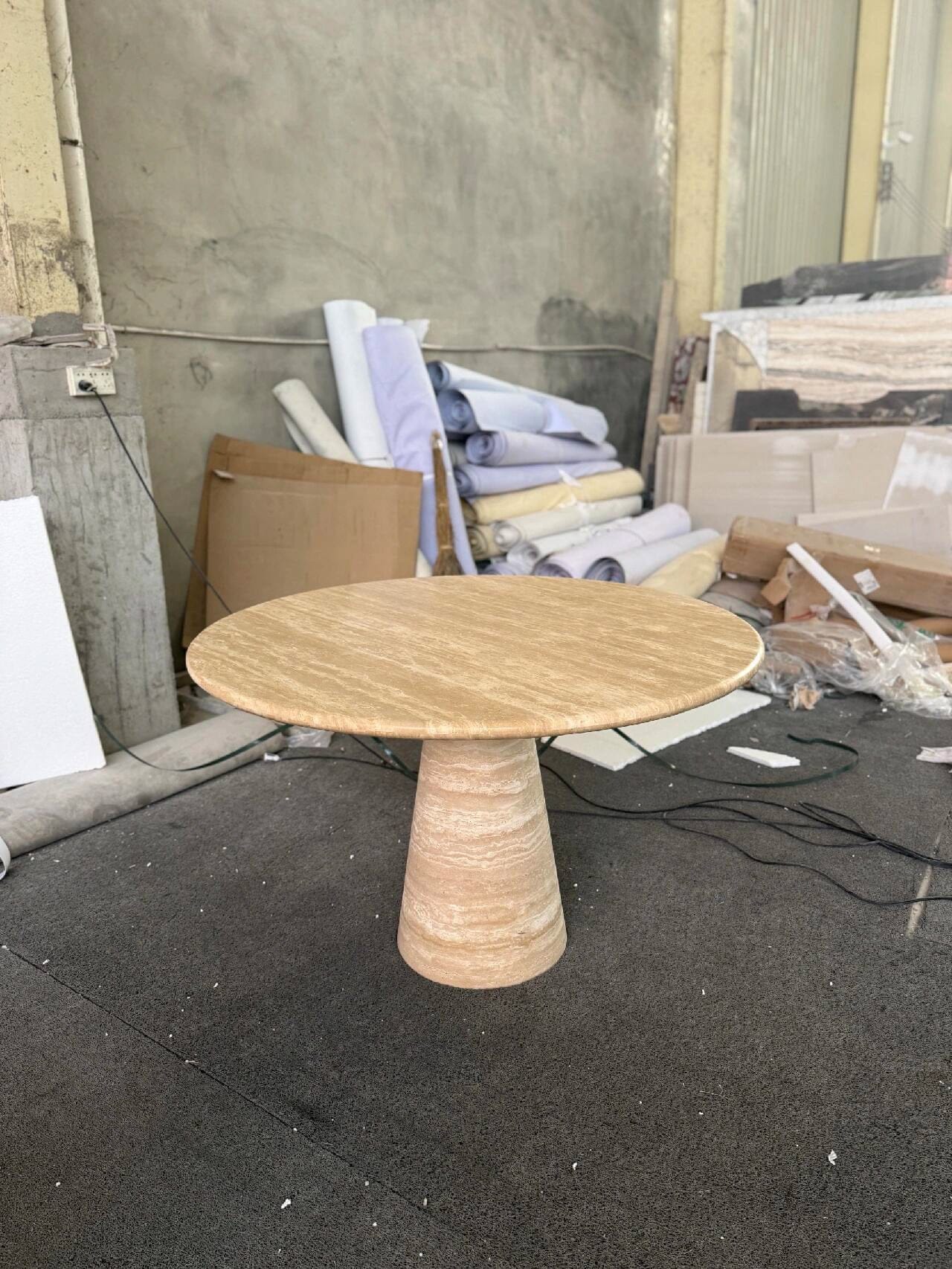 Franca Round Travertine Dining Table - Elsa Home And Beauty