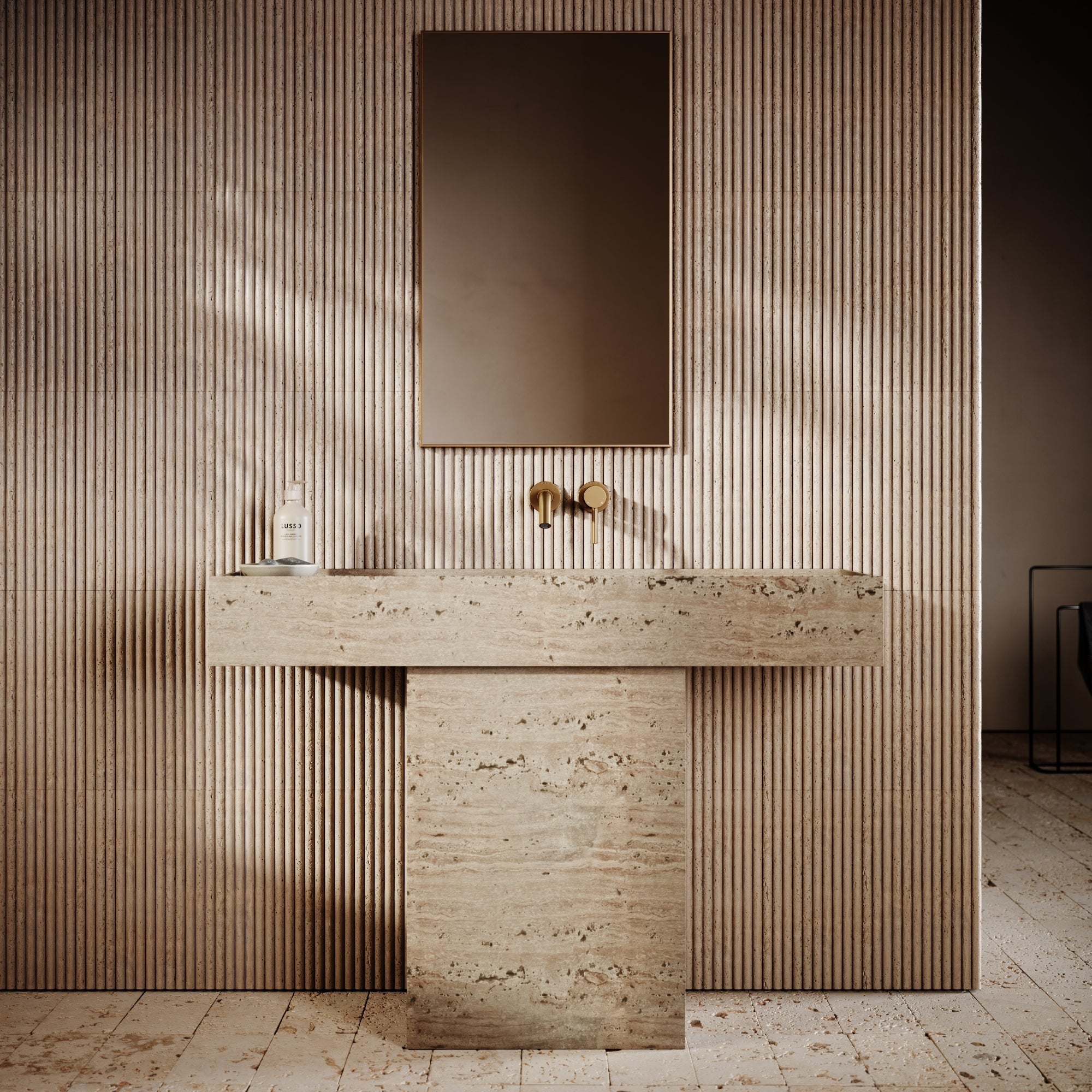 Loft Travertine Vanity Basin 1200mm Front View