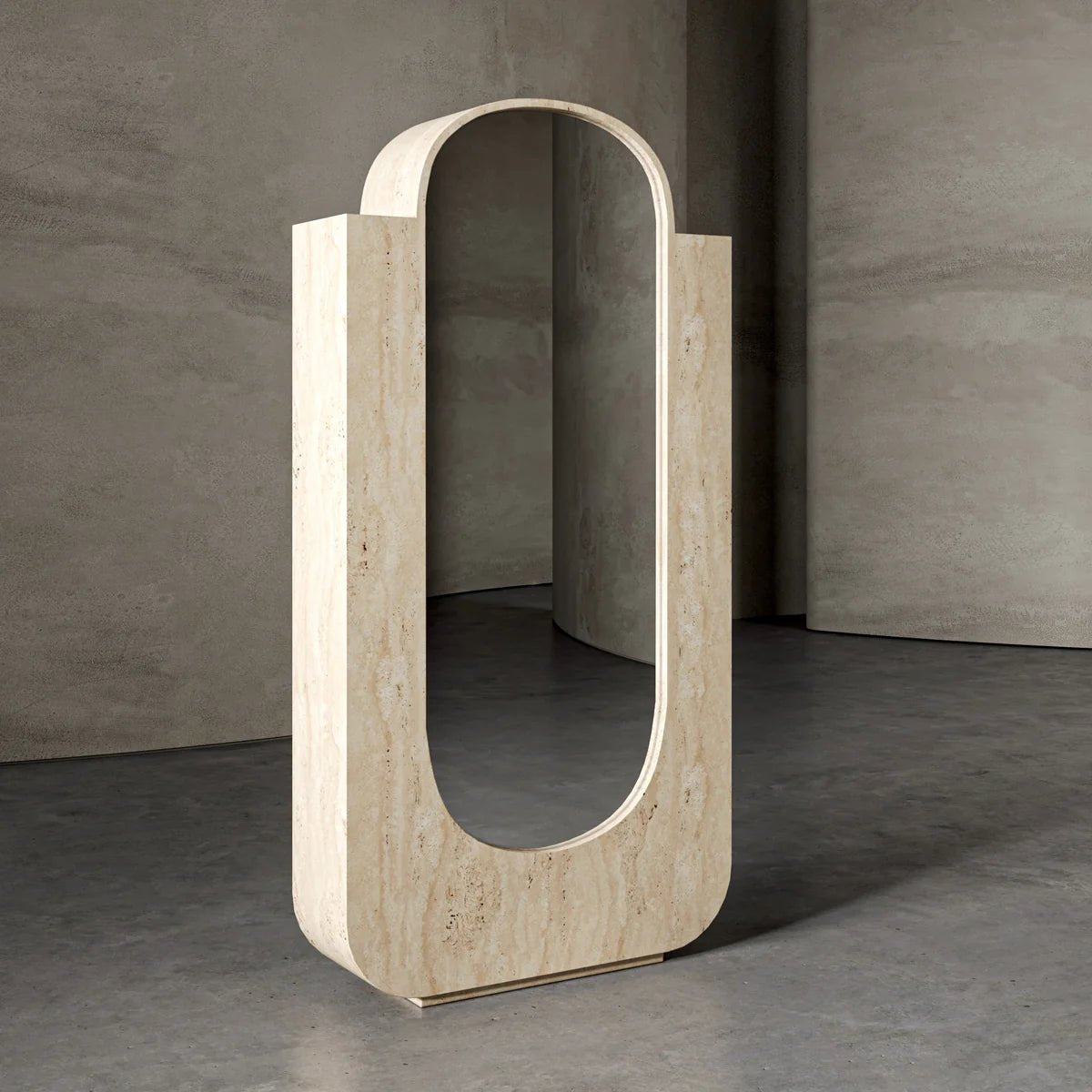 Oval Floor Mirror In Travertine - Elsa Home And Beauty