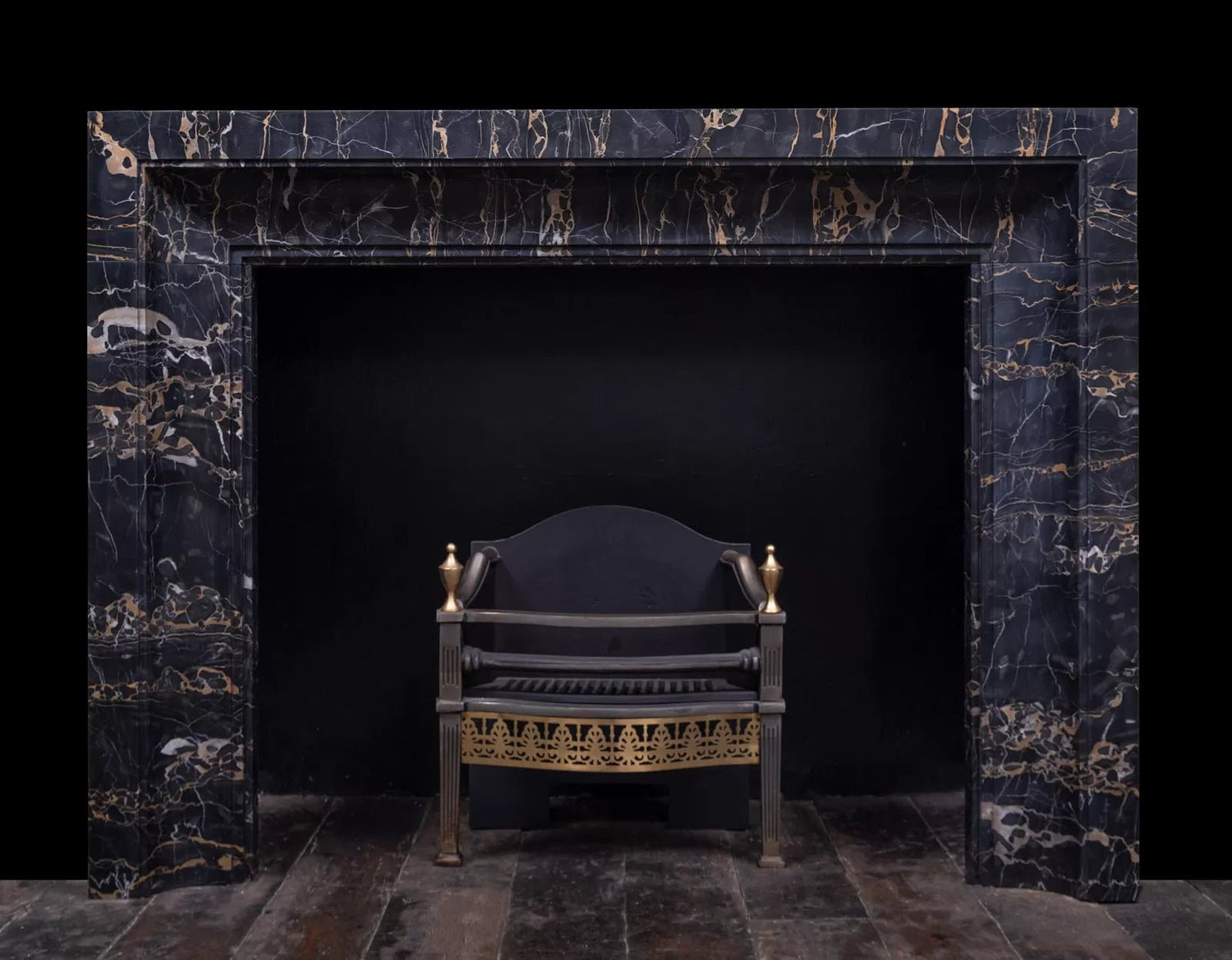 Portoro Black & Gold Marble Mantel - Elsa Home And Beauty
