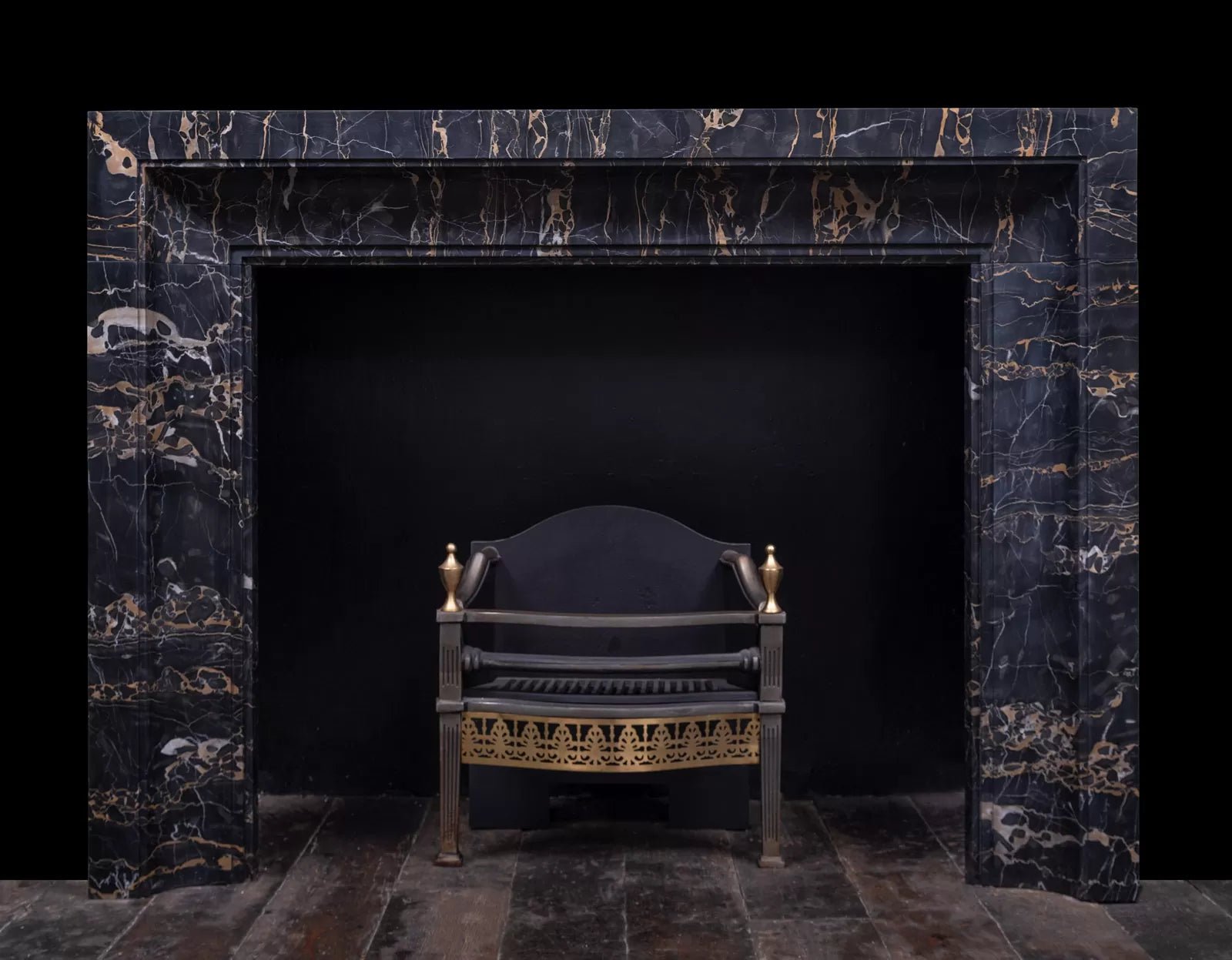 Portoro Black & Gold Marble Mantel - Elsa Home And Beauty