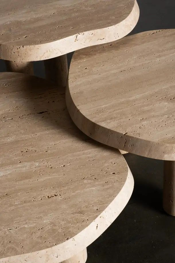 Travertine Nesting Coffee Table Set - Elsa Home And Beauty