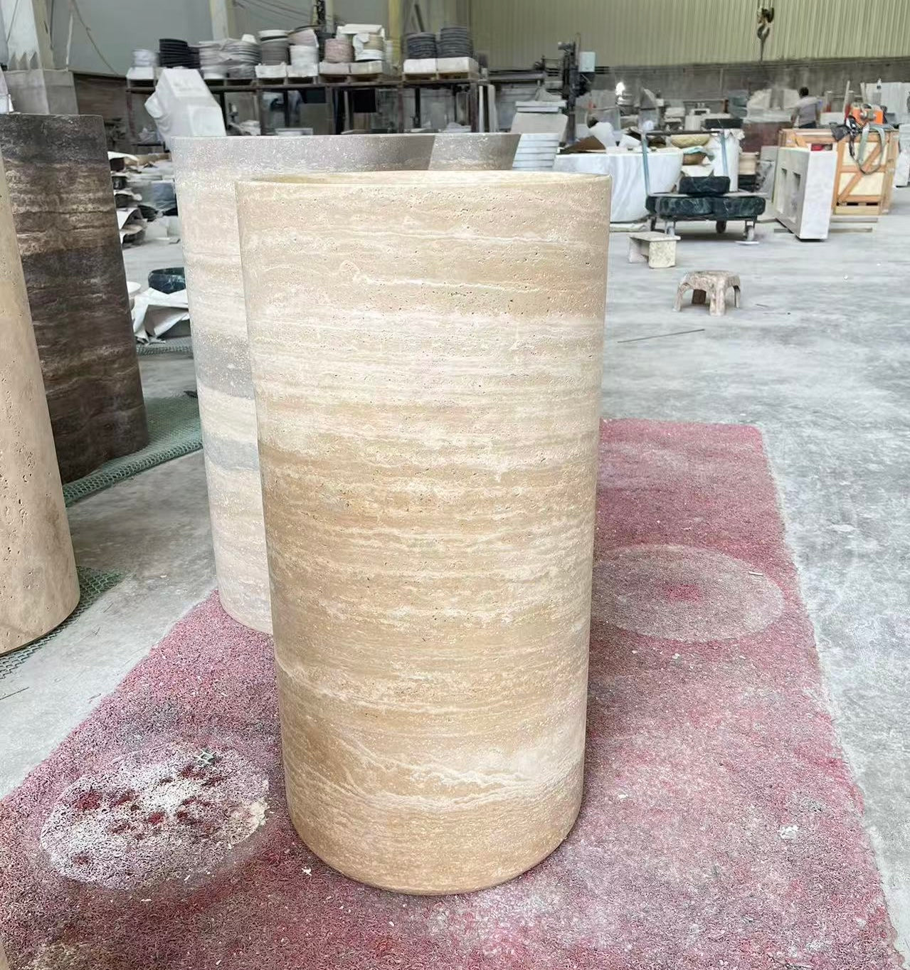 Travertine Pedestal Basin | Natural Stone Freestanding Sink - Elsa Home And Beauty