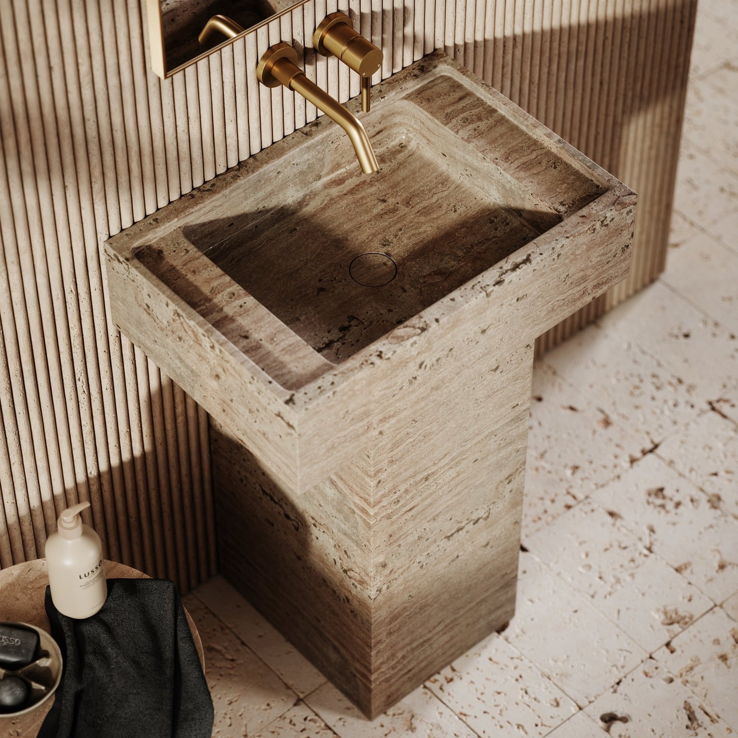 Travertine Pedestal Sink - Elsa Home And Beauty