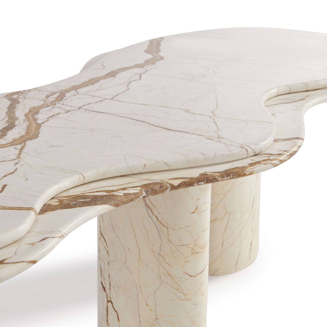 Wavy Mid Century Modern Marble Coffee Table - Elsa Home And Beauty