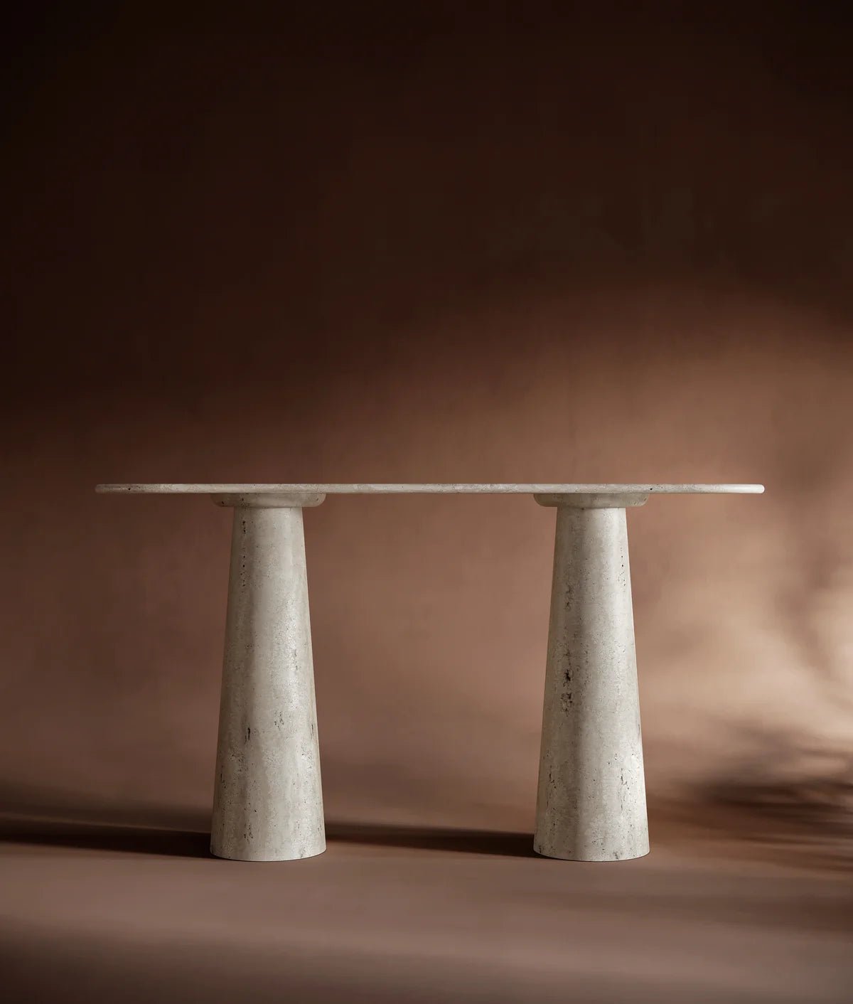 White Travertine Oval Console Table - Elsa Home And Beauty