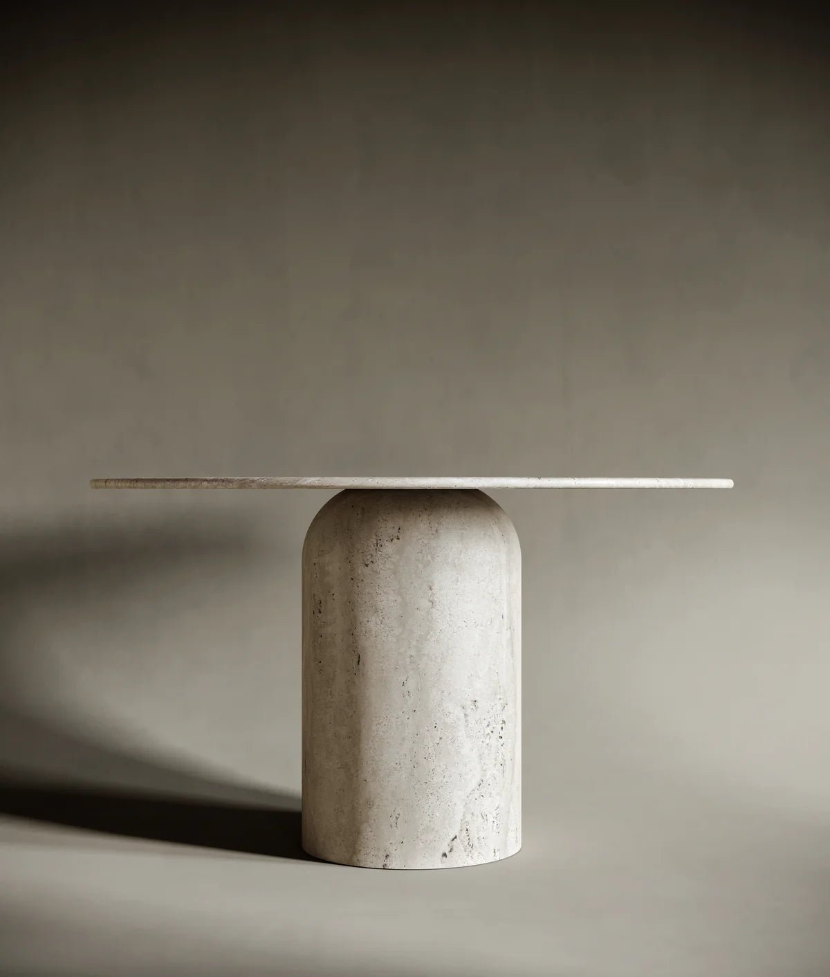 White Travertine Pedestal Dining Table - Elsa Home And Beauty