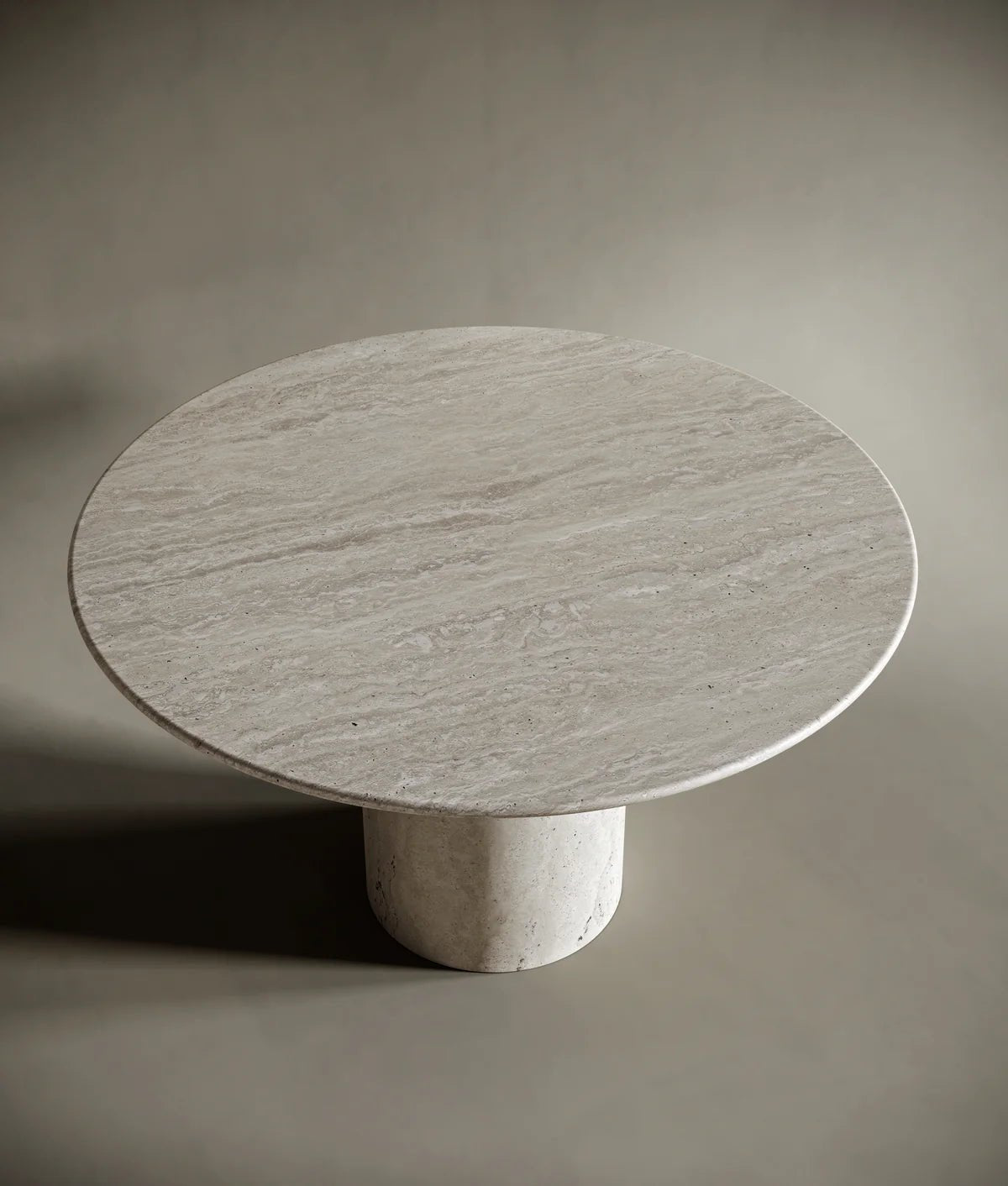 White Travertine Pedestal Dining Table - Elsa Home And Beauty