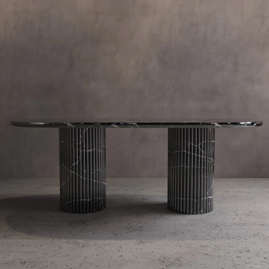 Black Marble Oval Dining Table