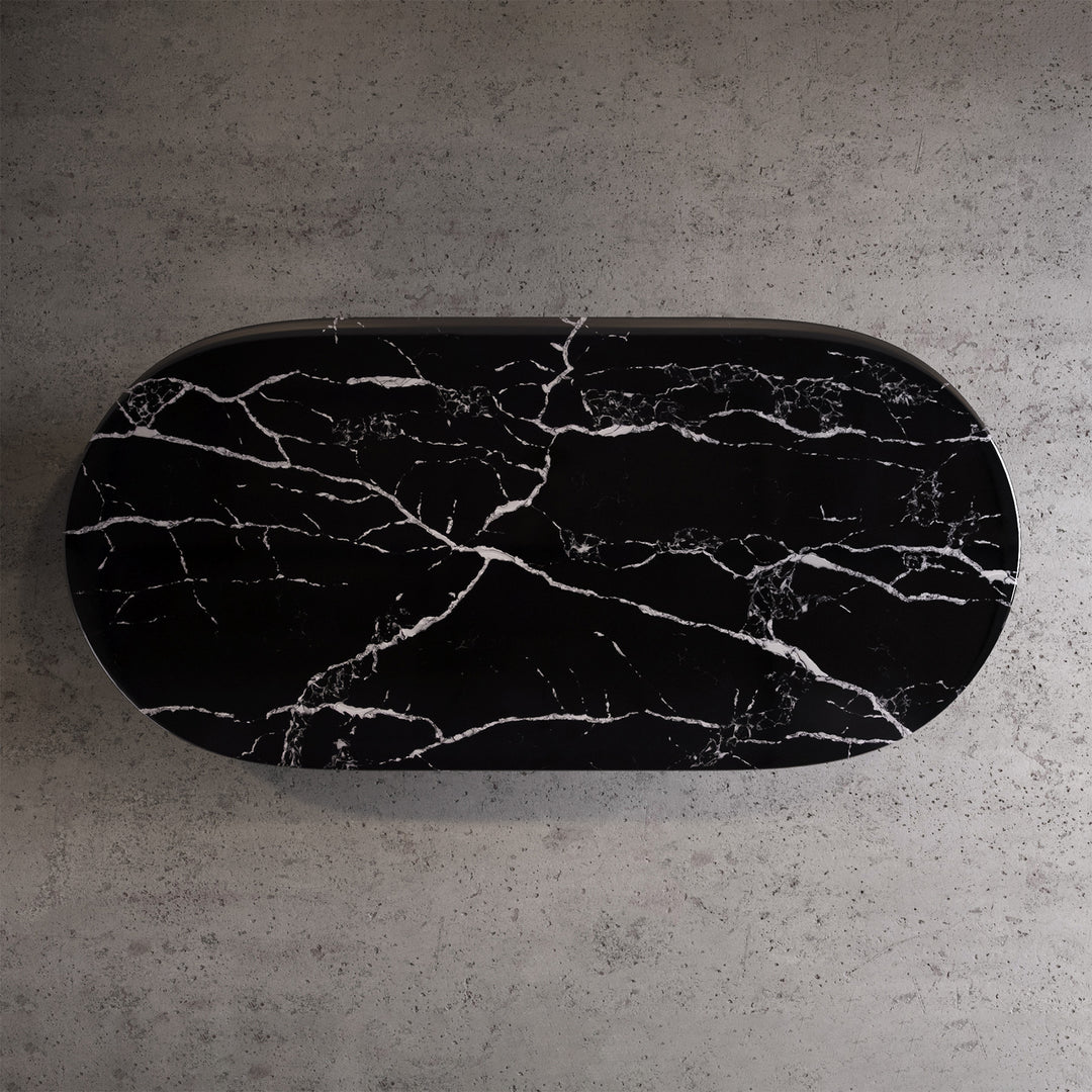 Black Marble Oval Dining Table