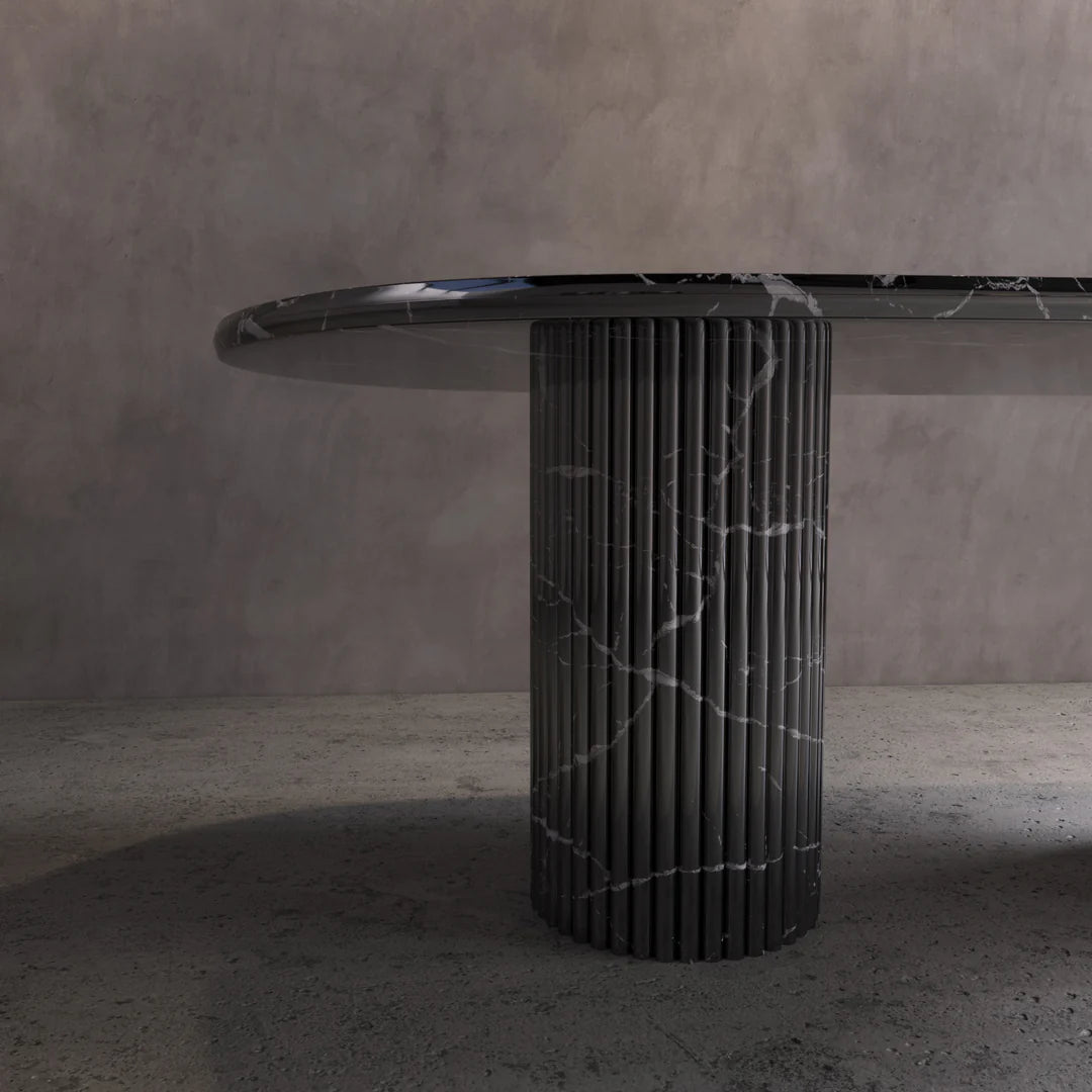 Black Marble Oval Dining Table