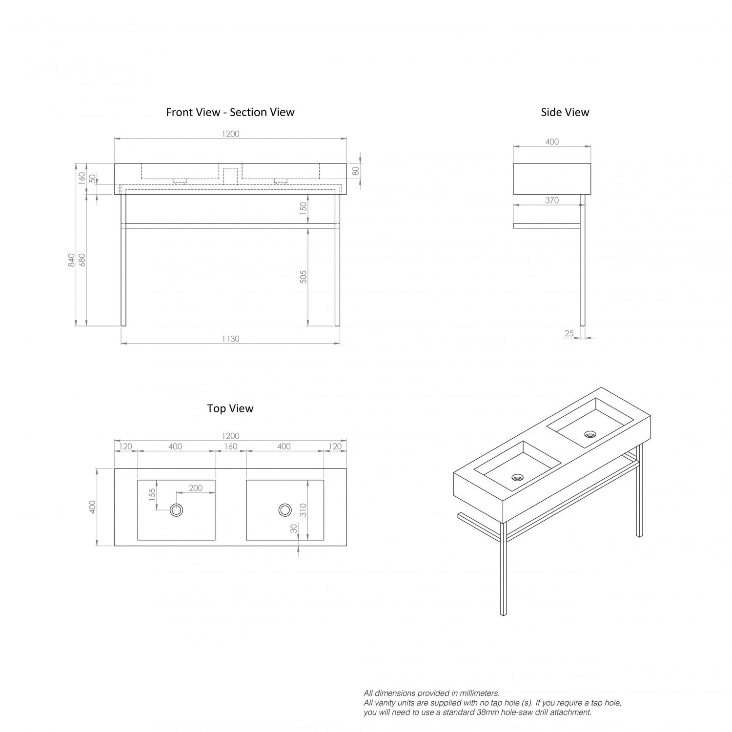 Arabescato Double Vanity Unit - Elsa Home And Beauty