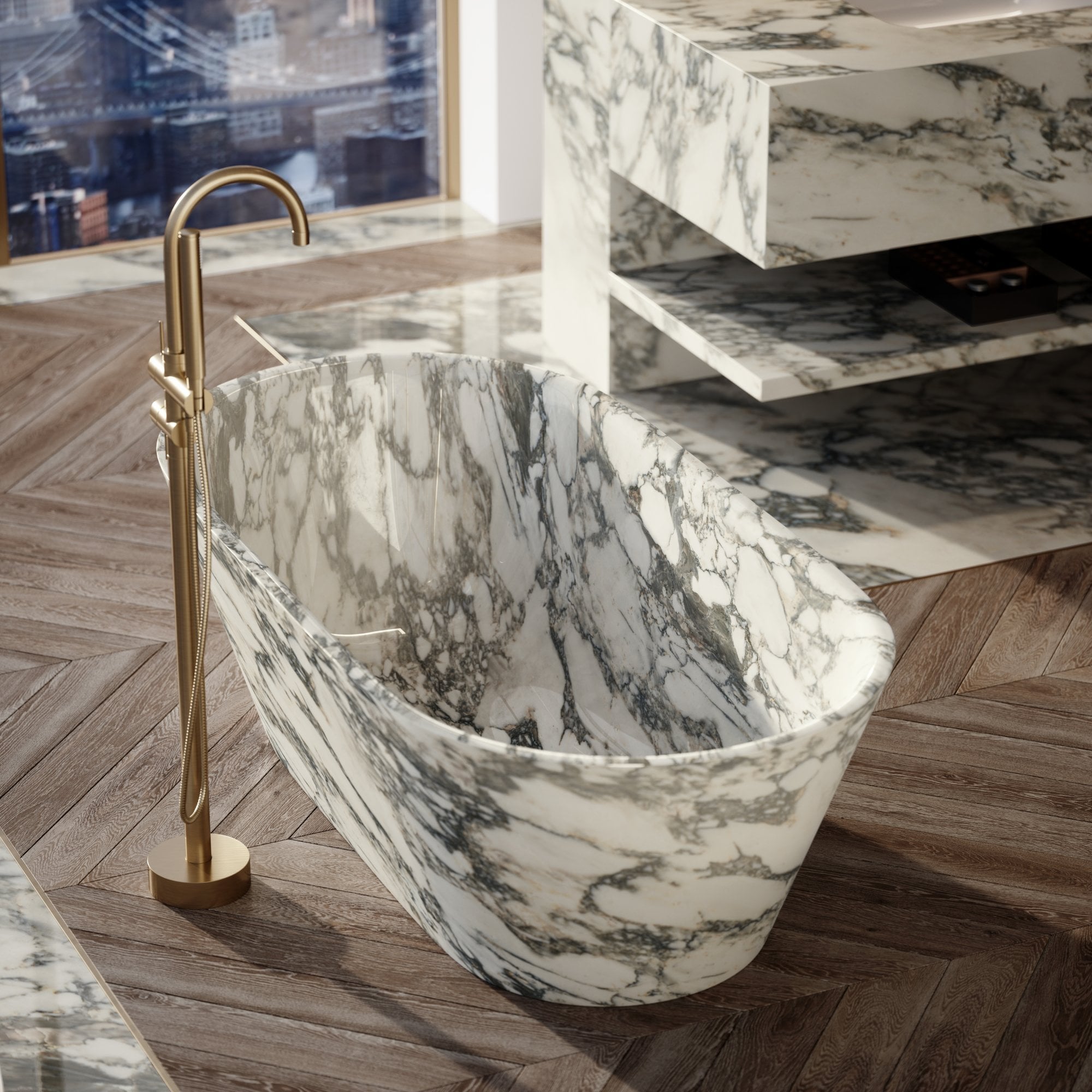 Arabescato Marble Bathtub - Elsa Home And Beauty