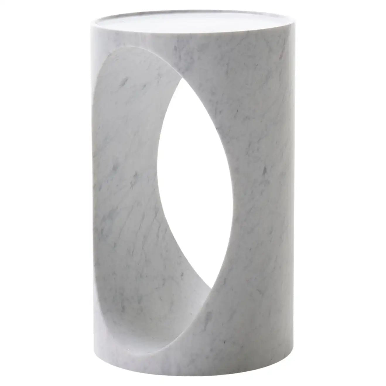 Atlas Sculptural Side Table in Carrara Marble - Elsa Home And Beauty