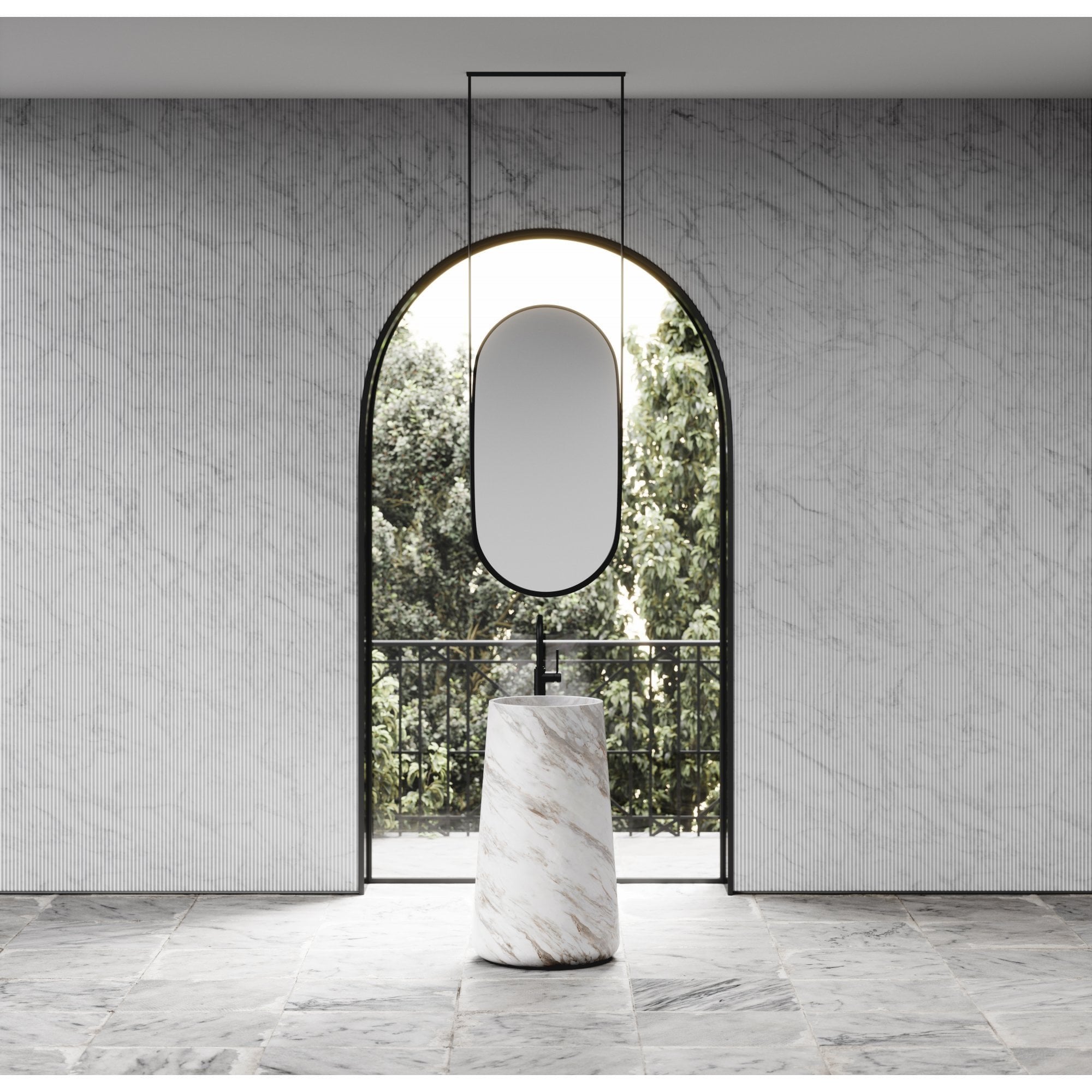 Calacatta Miele Pedestal Basin - Elsa Home And Beauty
