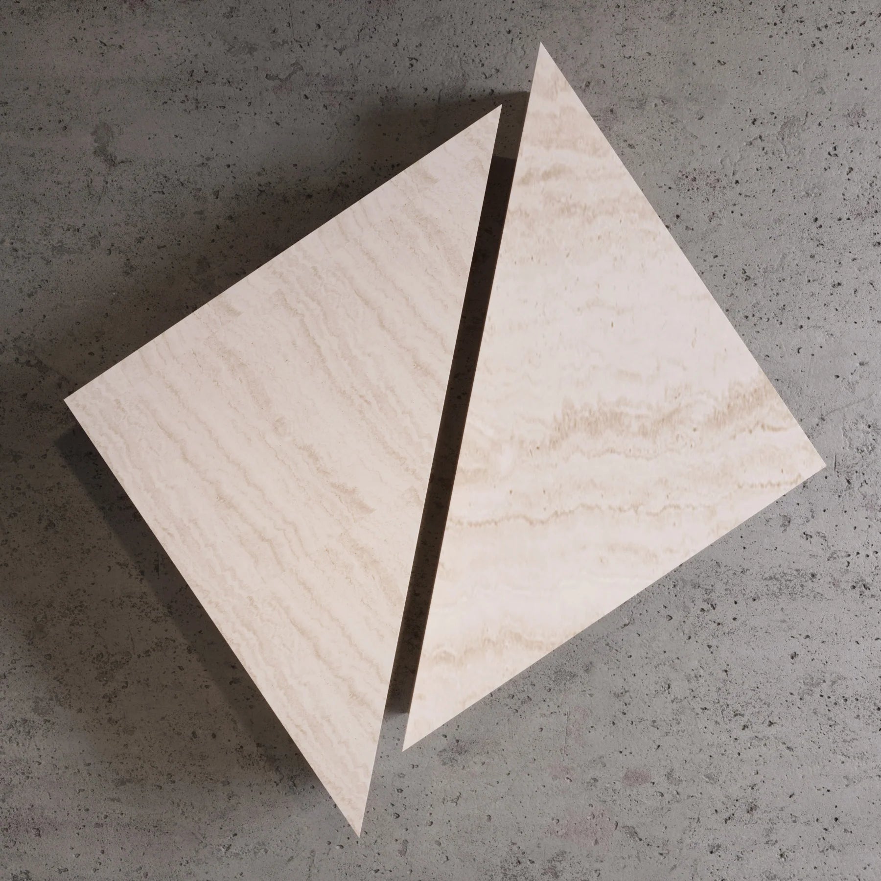Caliente Triangle Nesting Coffee Table Set in Travertine