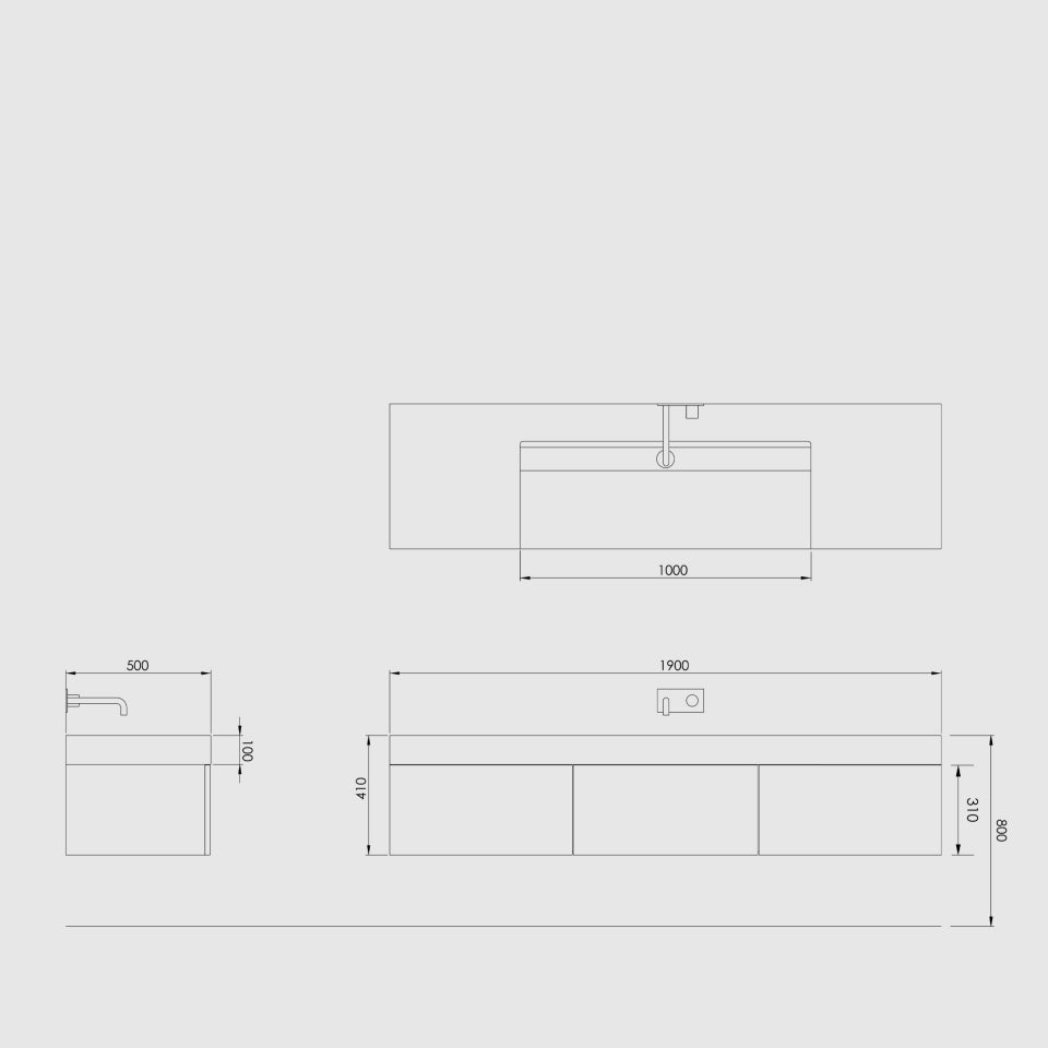 Carrara Wall Mounted Vanity Unit - Elsa Home And Beauty
