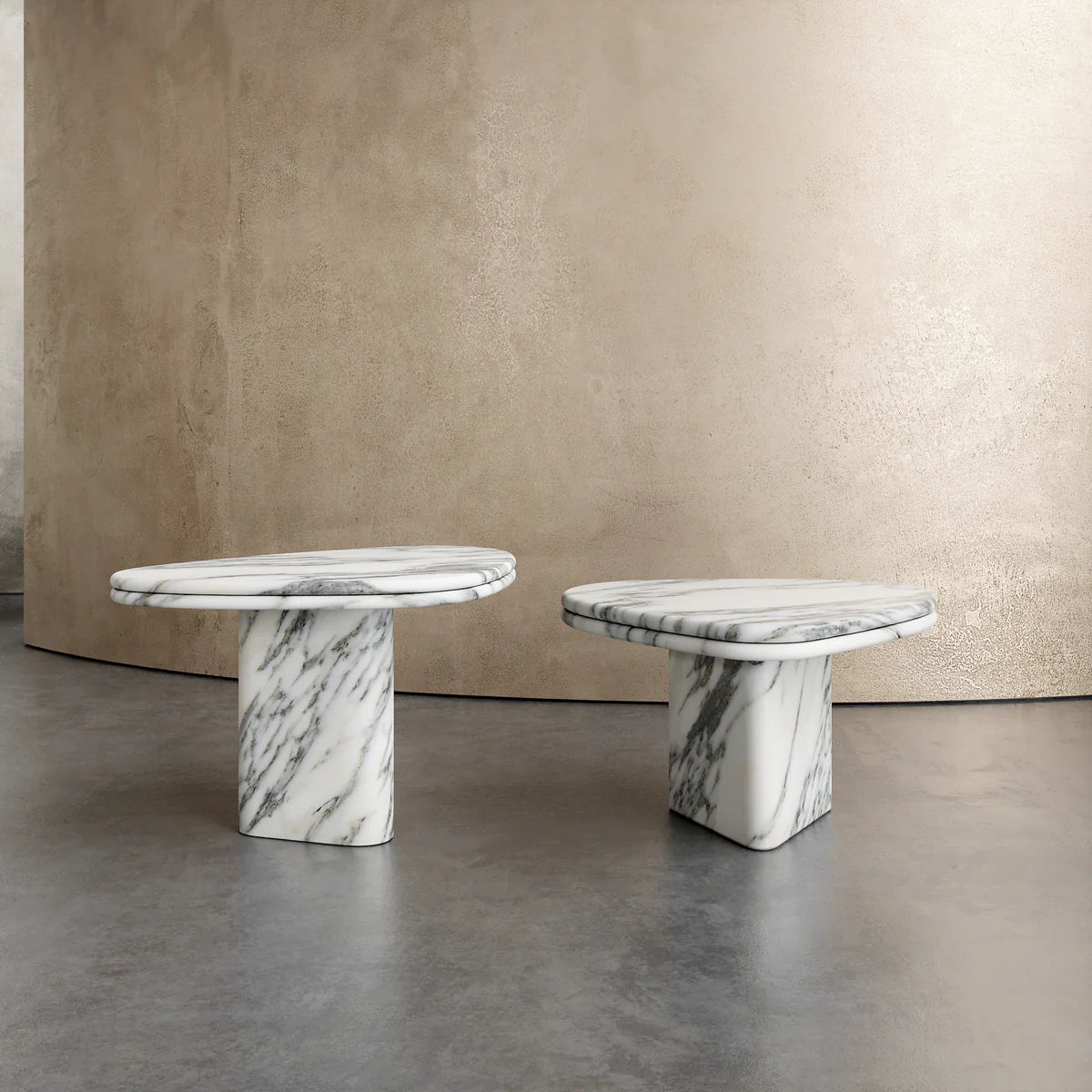 Cyclith White Marble Coffee Table Set