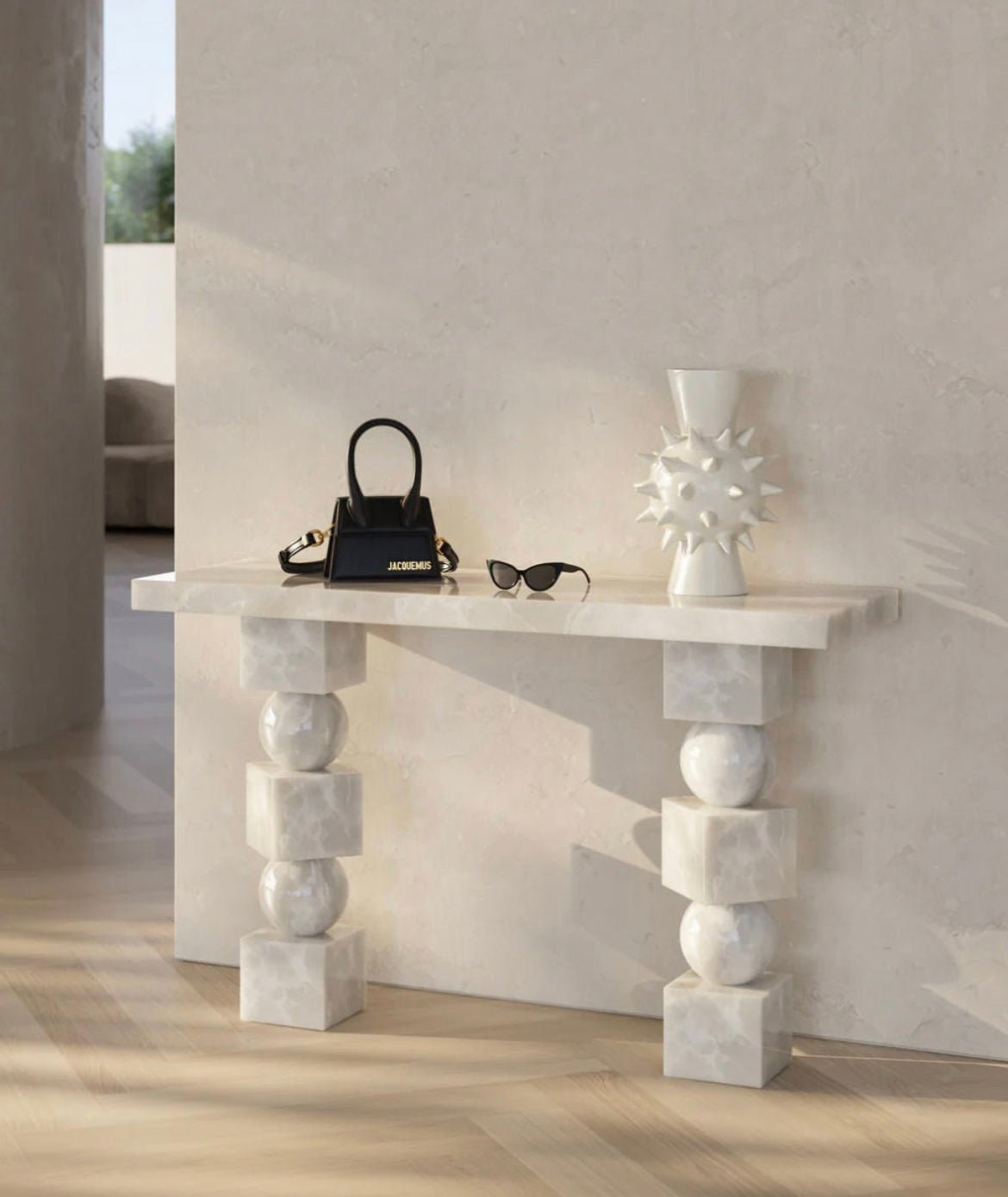 White Onyx Console Table