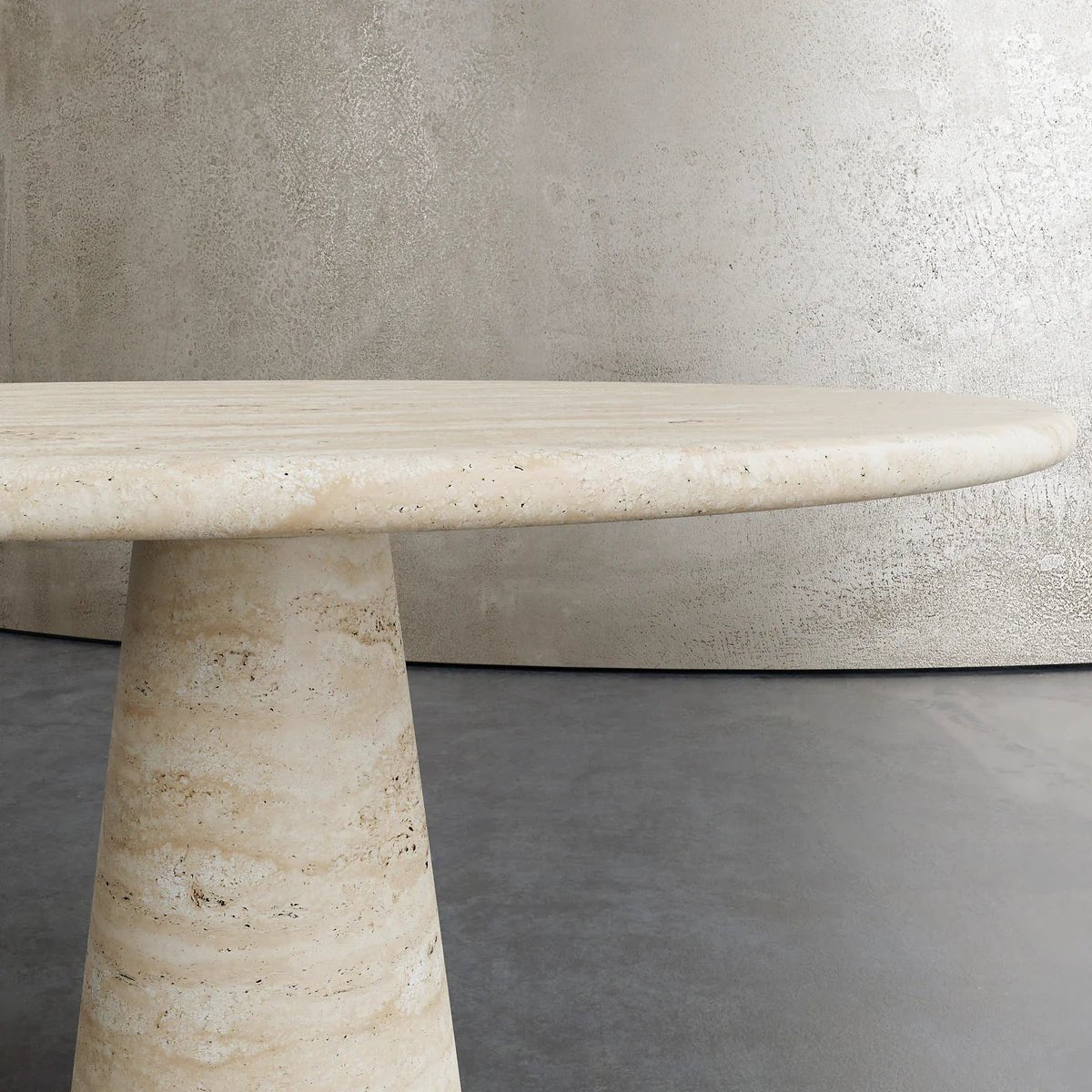 Franca travertine dining table edge detail