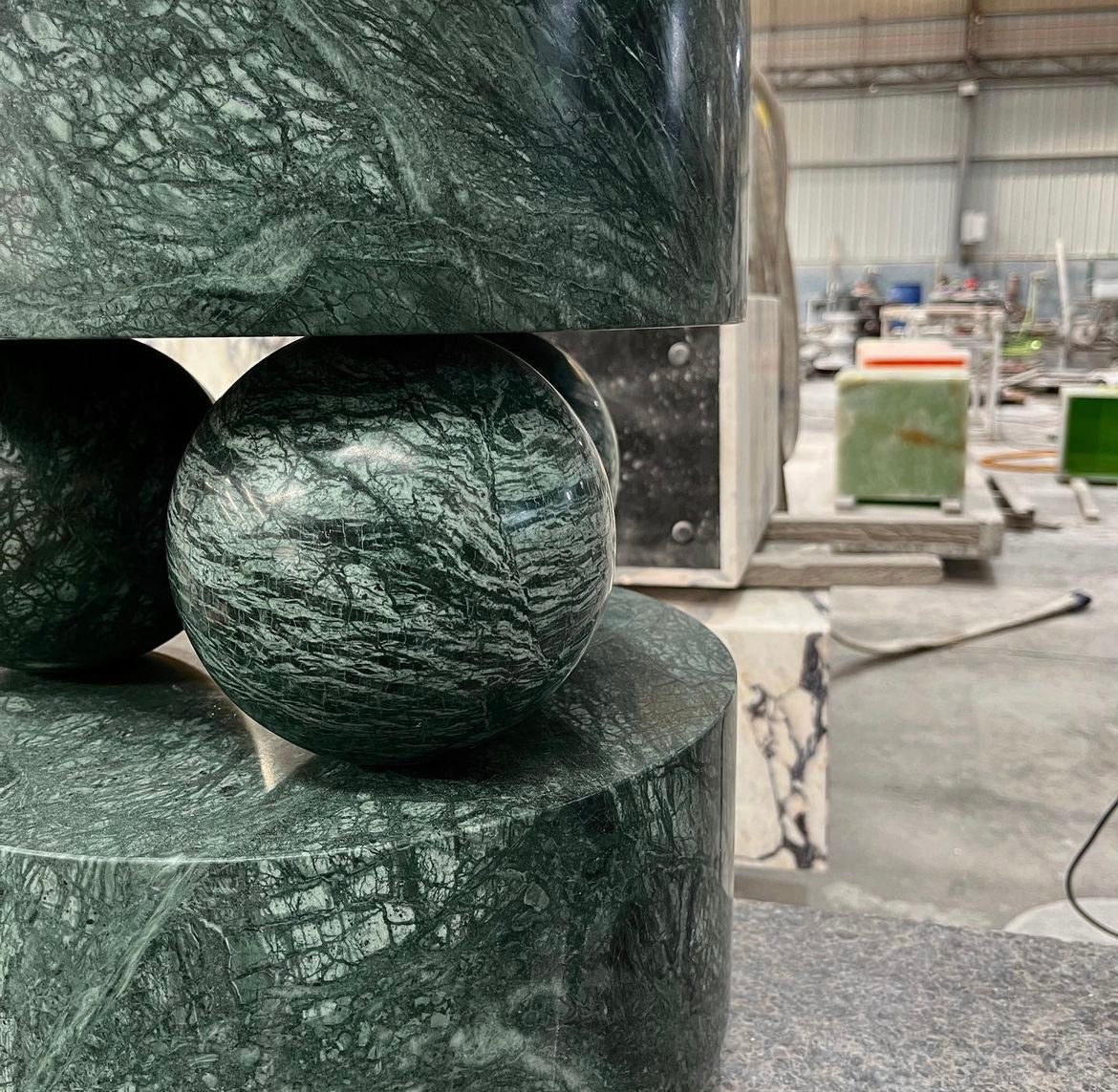 Green Round Marble Side Table