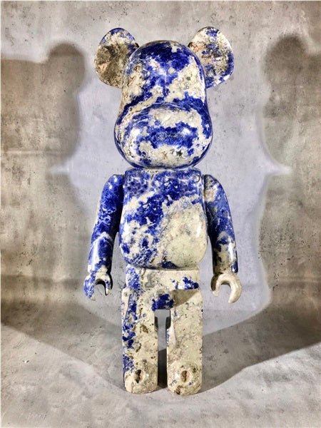 Lapis Blue Marble Bearbrick Statue - Elsa Home And Beauty