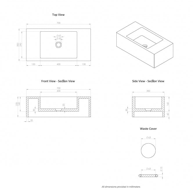 Limestone Wall Mount Basin - Elsa Home And Beauty