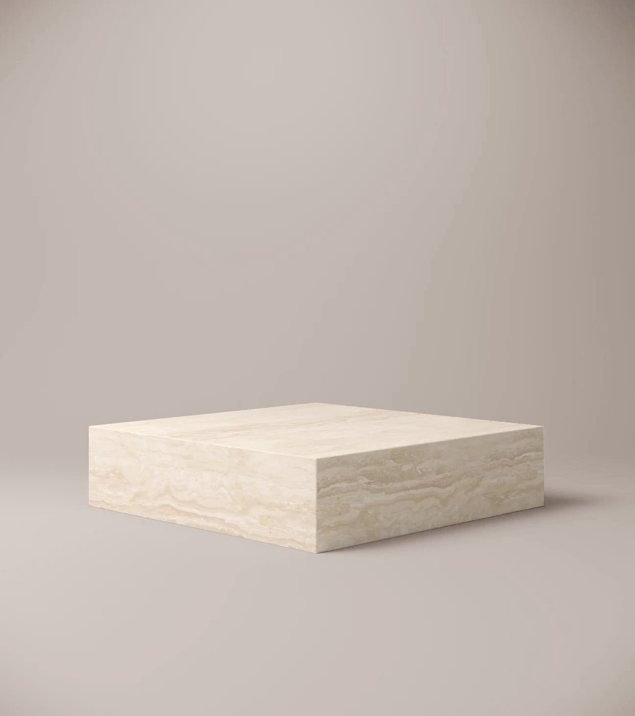 Slab Square Travertine Navona Plinth Coffee Table — 1200mm solid stone block