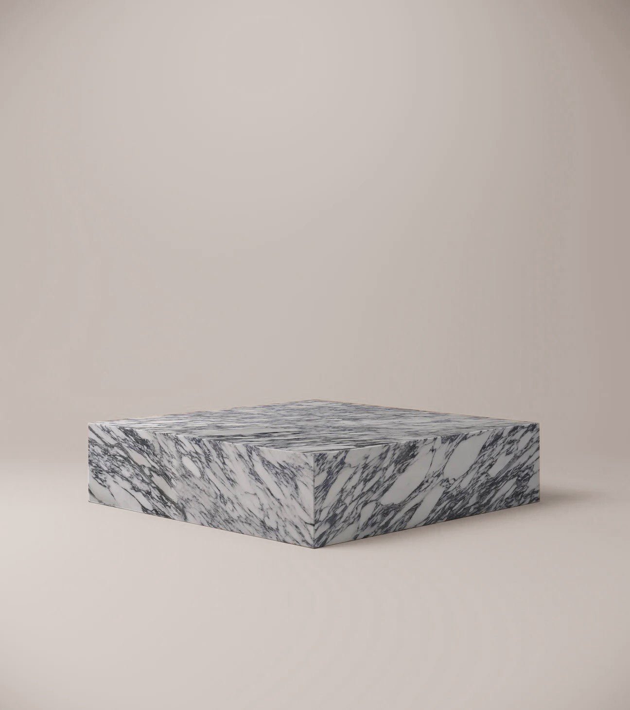Slab Square Statuario Marble Plinth Coffee Table — 1200mm solid stone block