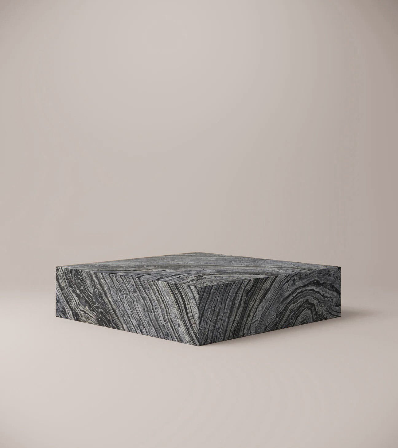 Slab Square Nero Marquina Marble Plinth Coffee Table — 1200mm solid black stone block