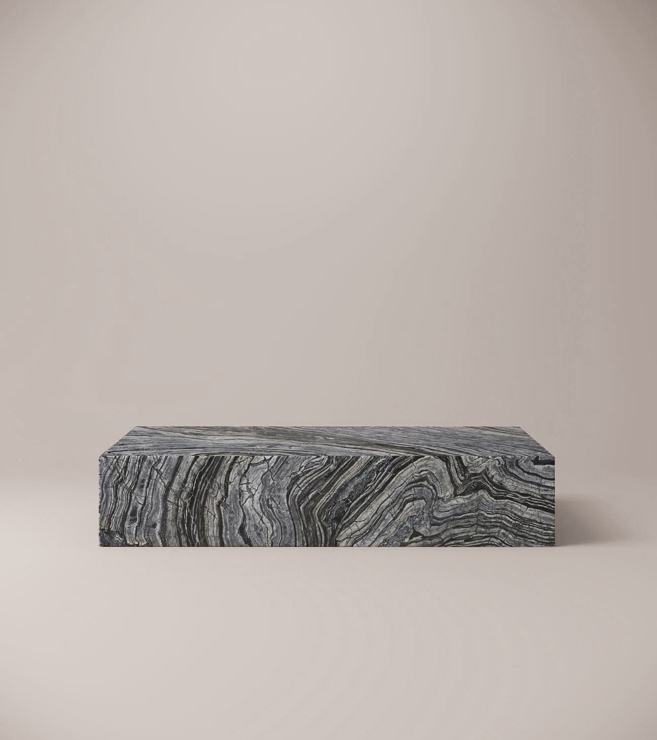Slab Rectangular Nero Marquina Marble Plinth Coffee Table — 1500x900mm solid black stone