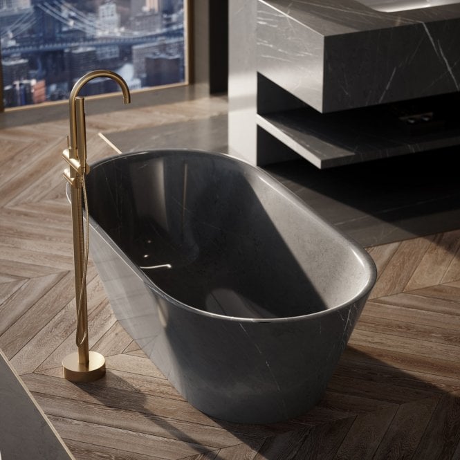 Pietra Brown Oval Marble Bathtub - Elsa Home And Beauty