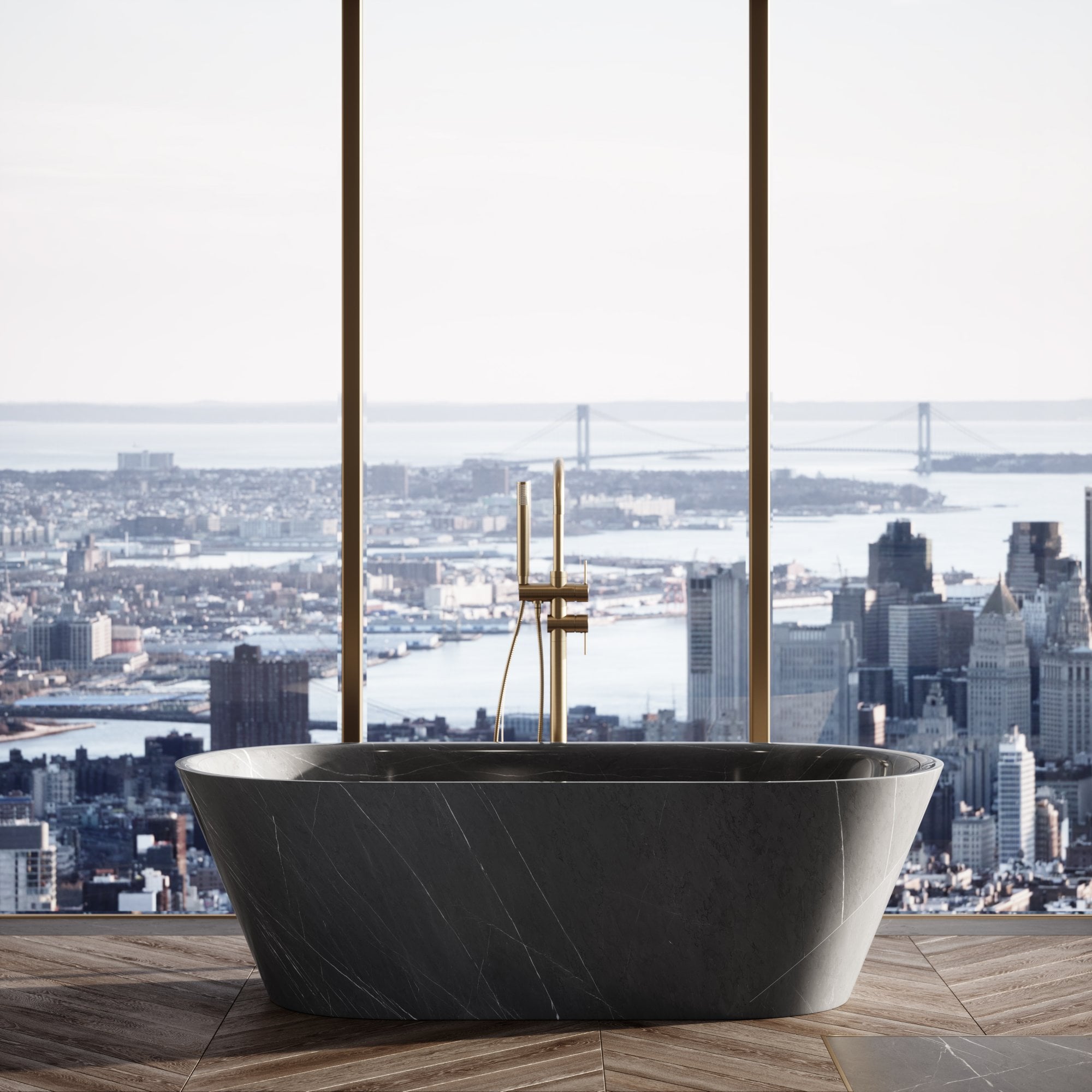Pietra Brown Oval Marble Bathtub - Elsa Home And Beauty