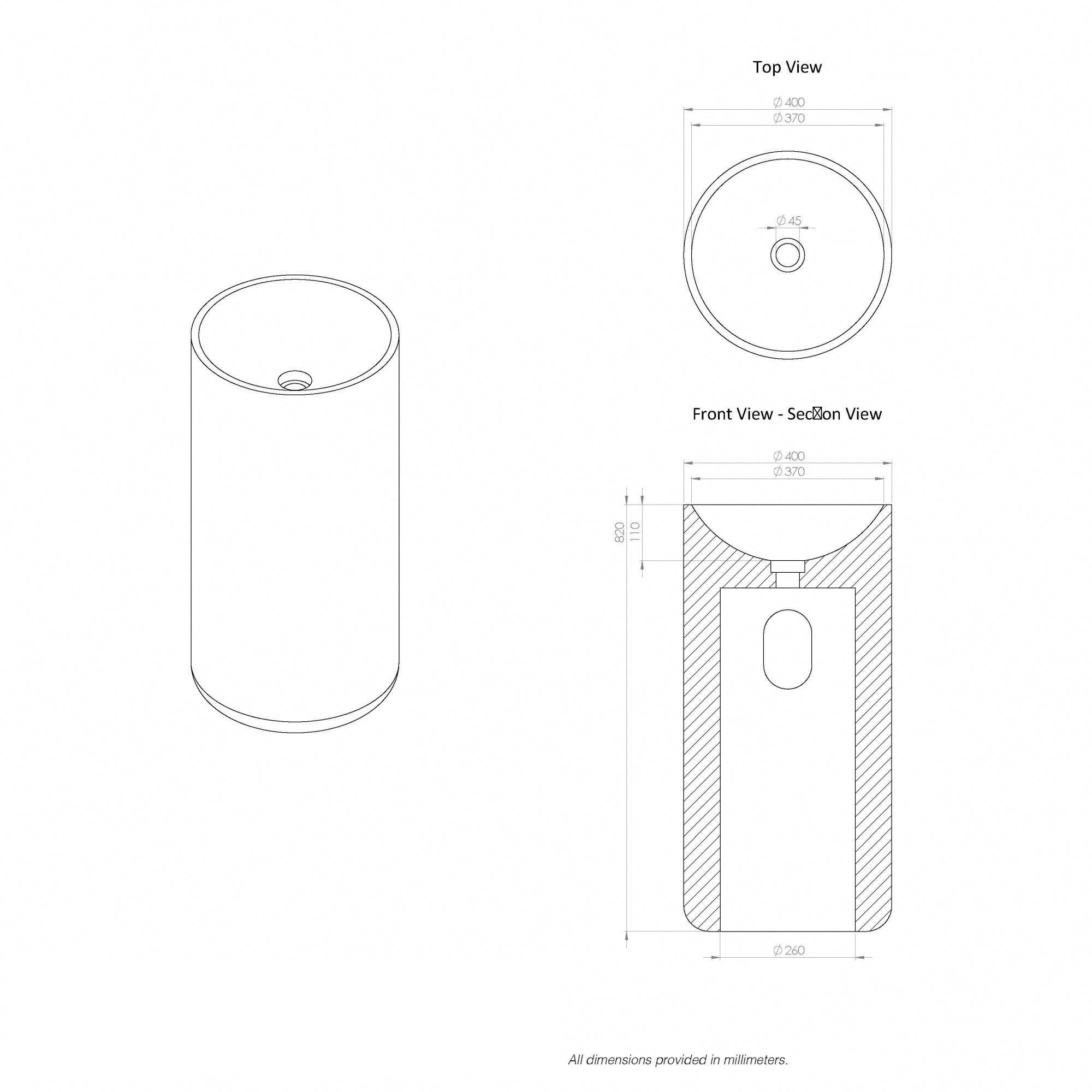 Squid Ink Marble Free Standing Basin - Elsa Home And Beauty